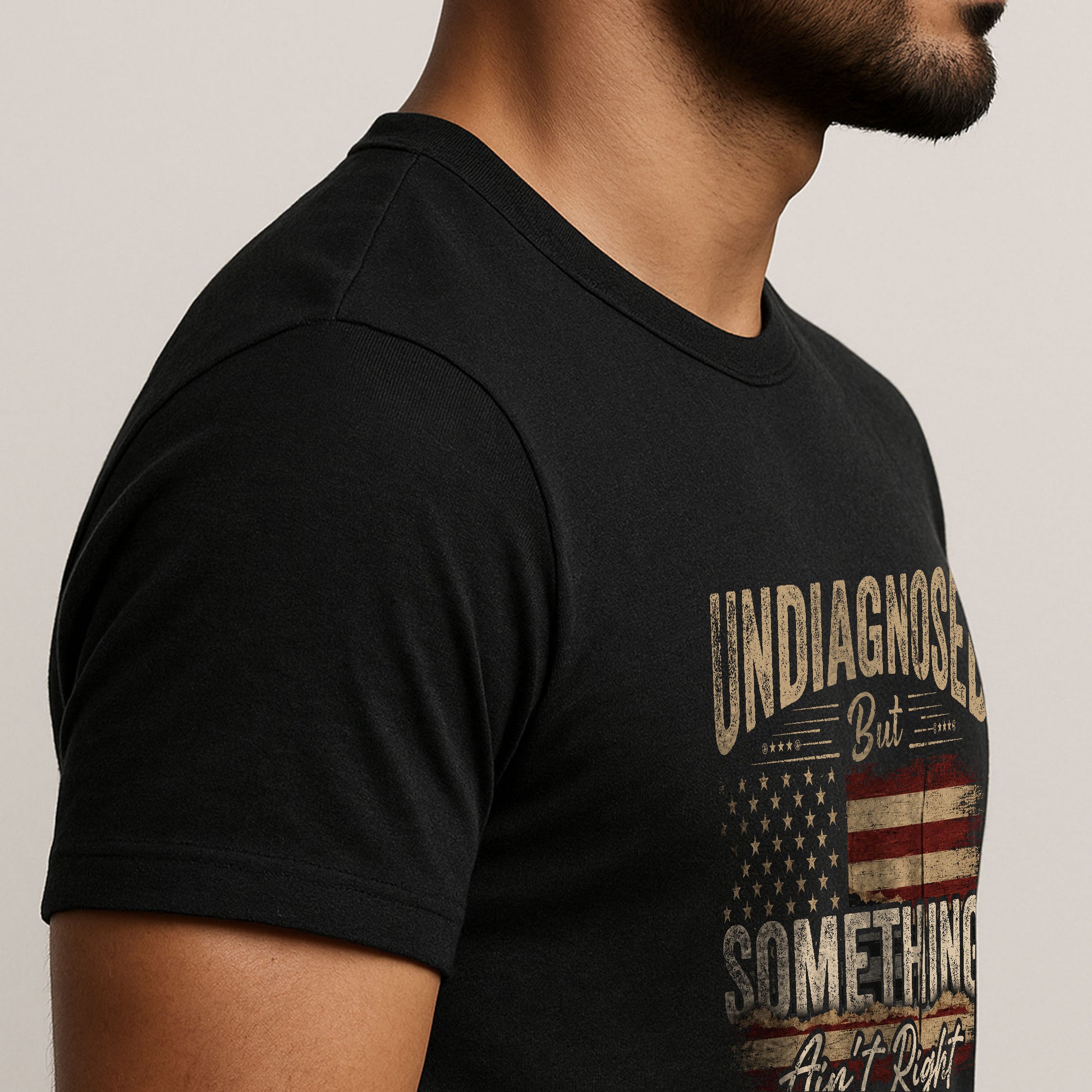 Undiagnosed But Something Ain't Right T-Shirt Distressed American Flag Humor Tee - Rust Field Wear