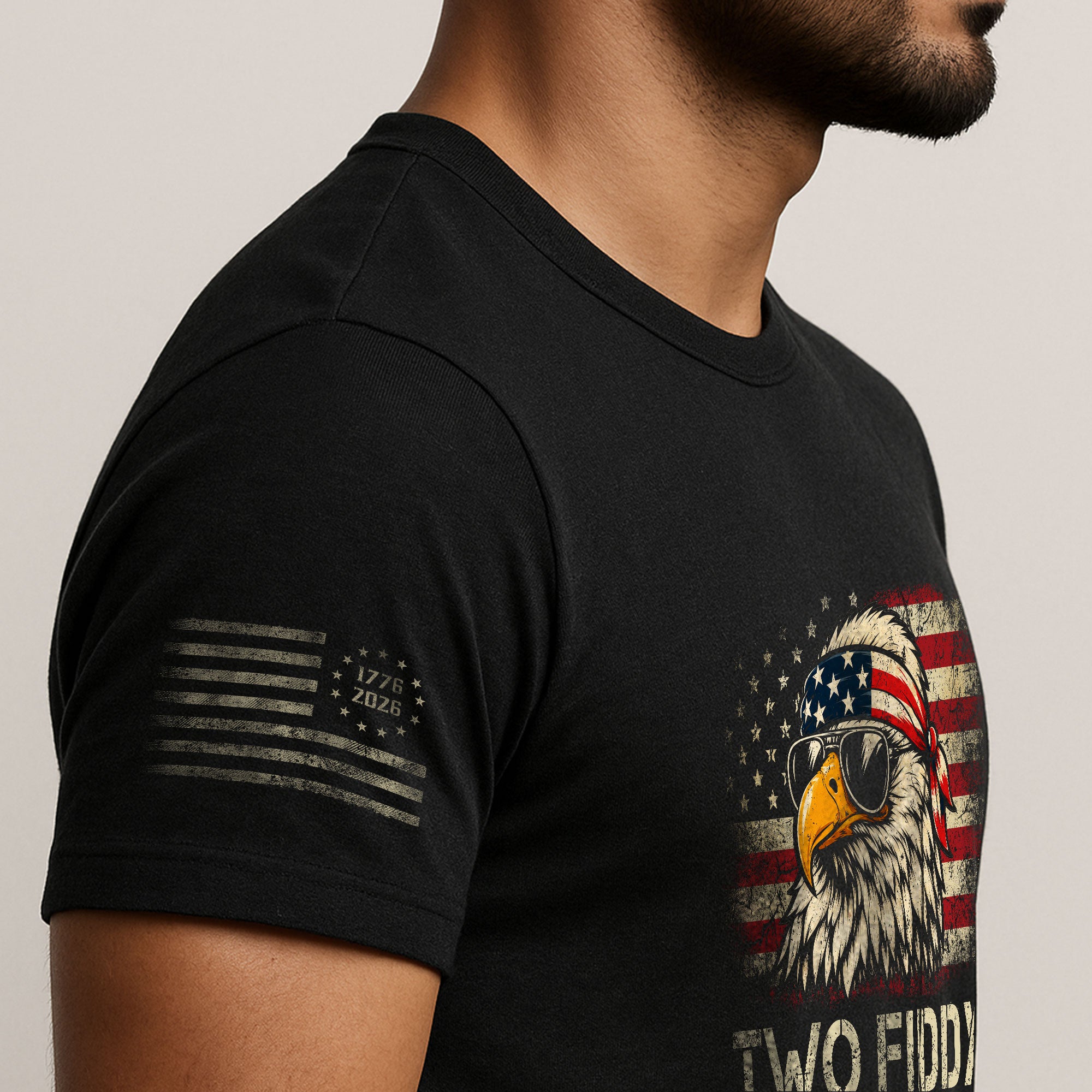 Two Fiddy Eagle Graphic T-Shirt - Vintage American Heritage Patriotic Celebration Tee - Rust Field Wear
