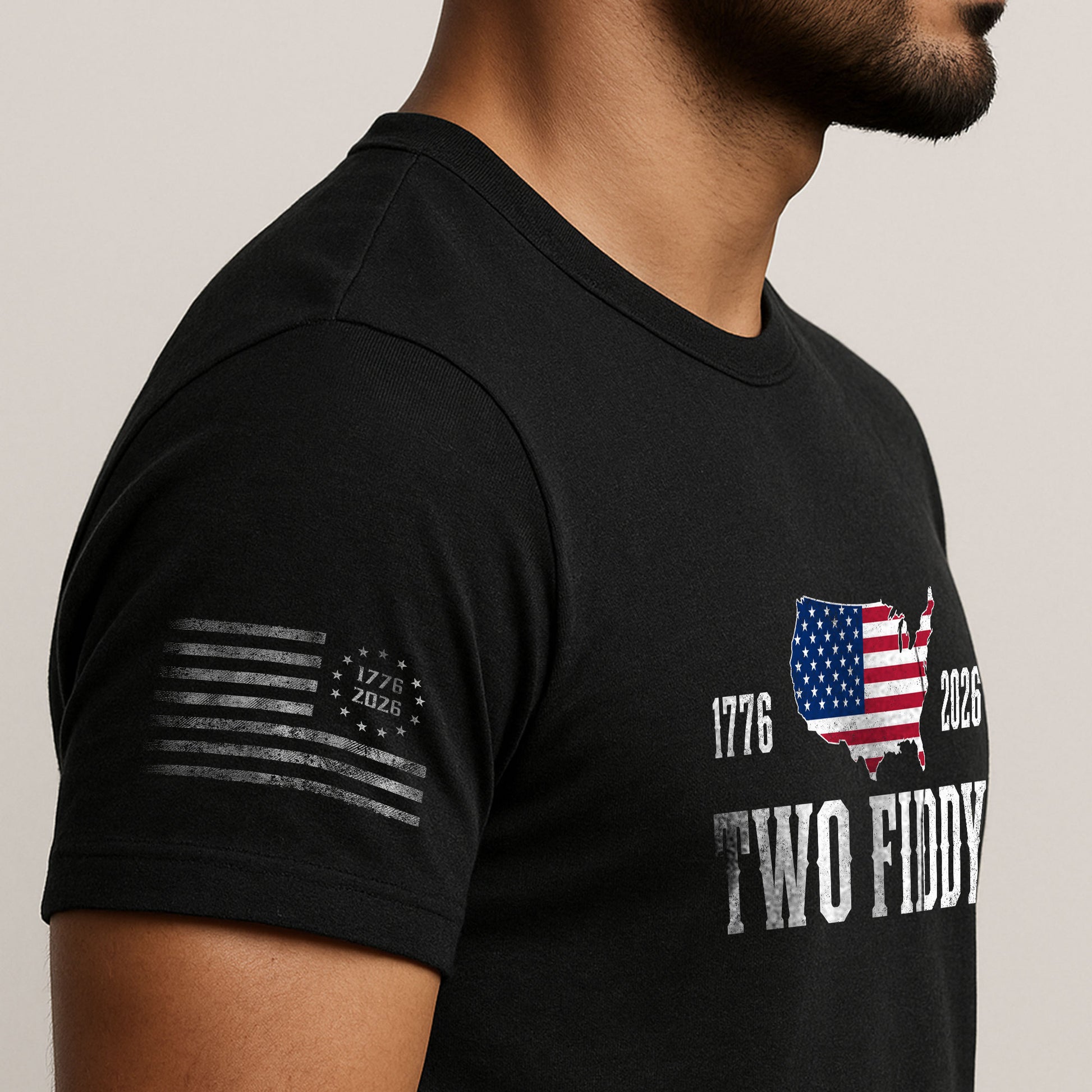 Patriotic Two Fiddy 1776-2026 Map Design - Classic American Anniversary Graphic Tee - Rust Field Wear