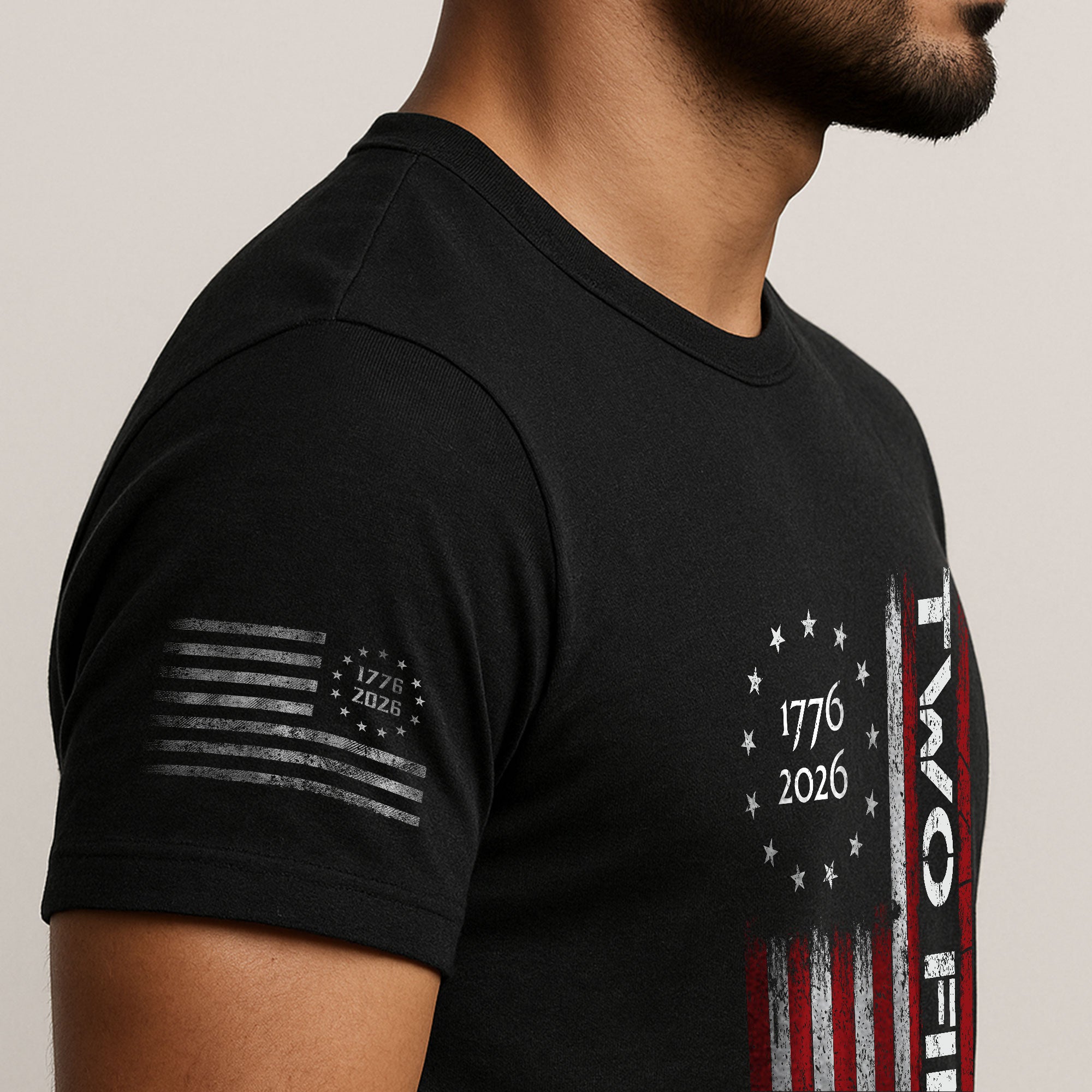 Vintage American Two Fiddy 1776-2026 Flag Graphic Apparel - Patriotic Anniversary Top - Rust Field Wear