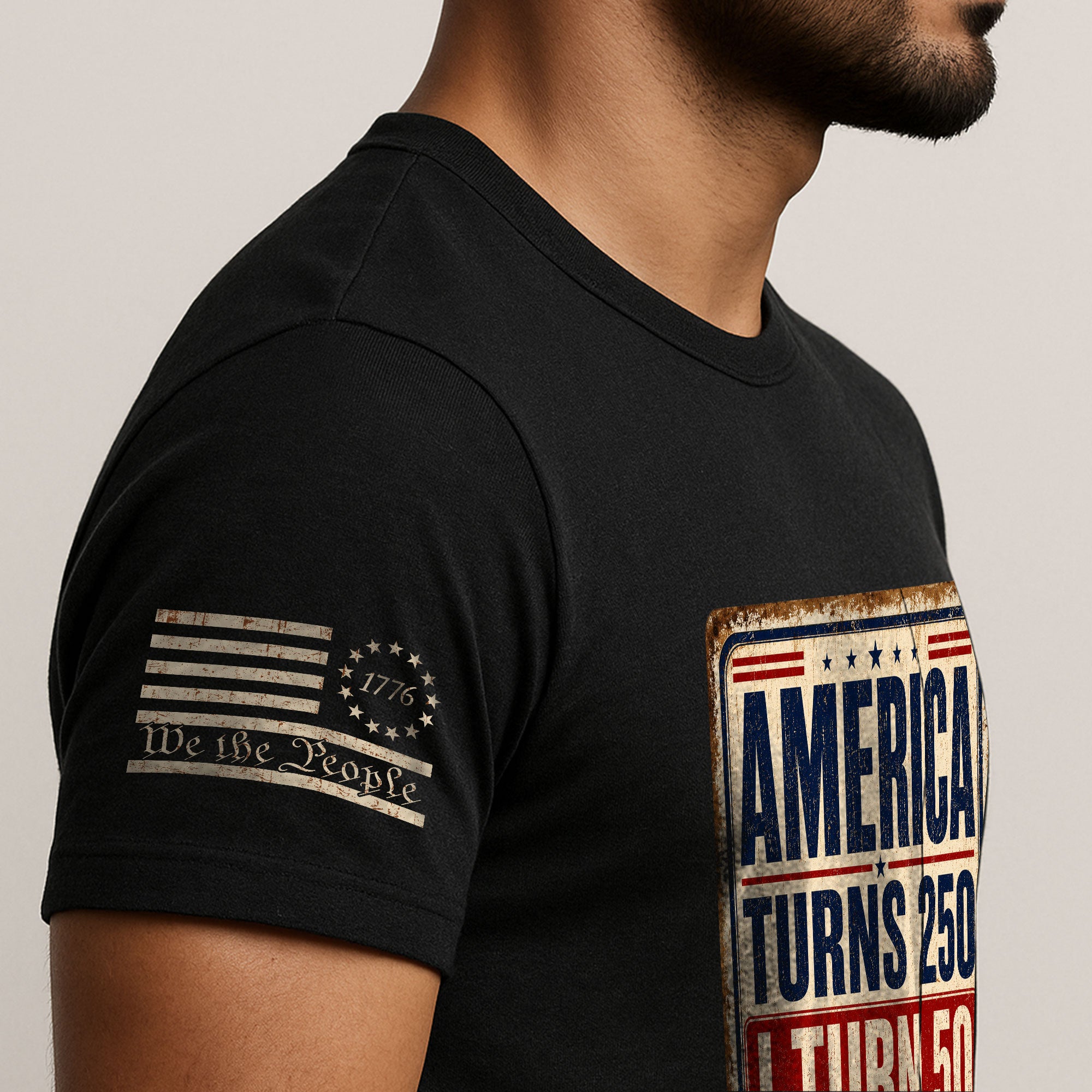 Distressed 1776 1976 2026 Birthday T Shirt America Turns 250 And I Turn 50 Anniversary Tee - Rust Field Wear