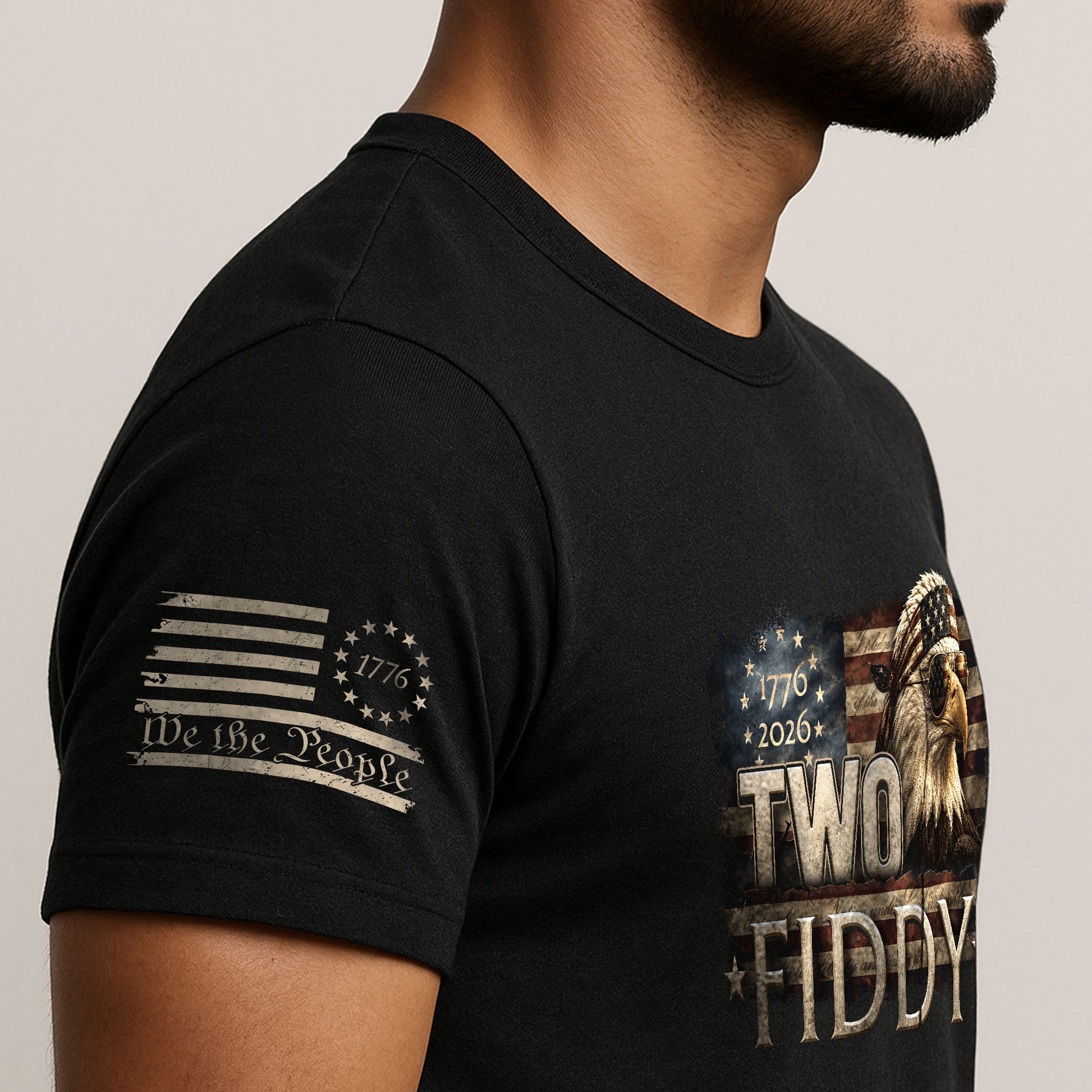 Two Fiddy 1776 2026 Graphic Tee Bald Eagle Patriotic Apparel Heritage Clothing - Rust Field Wear