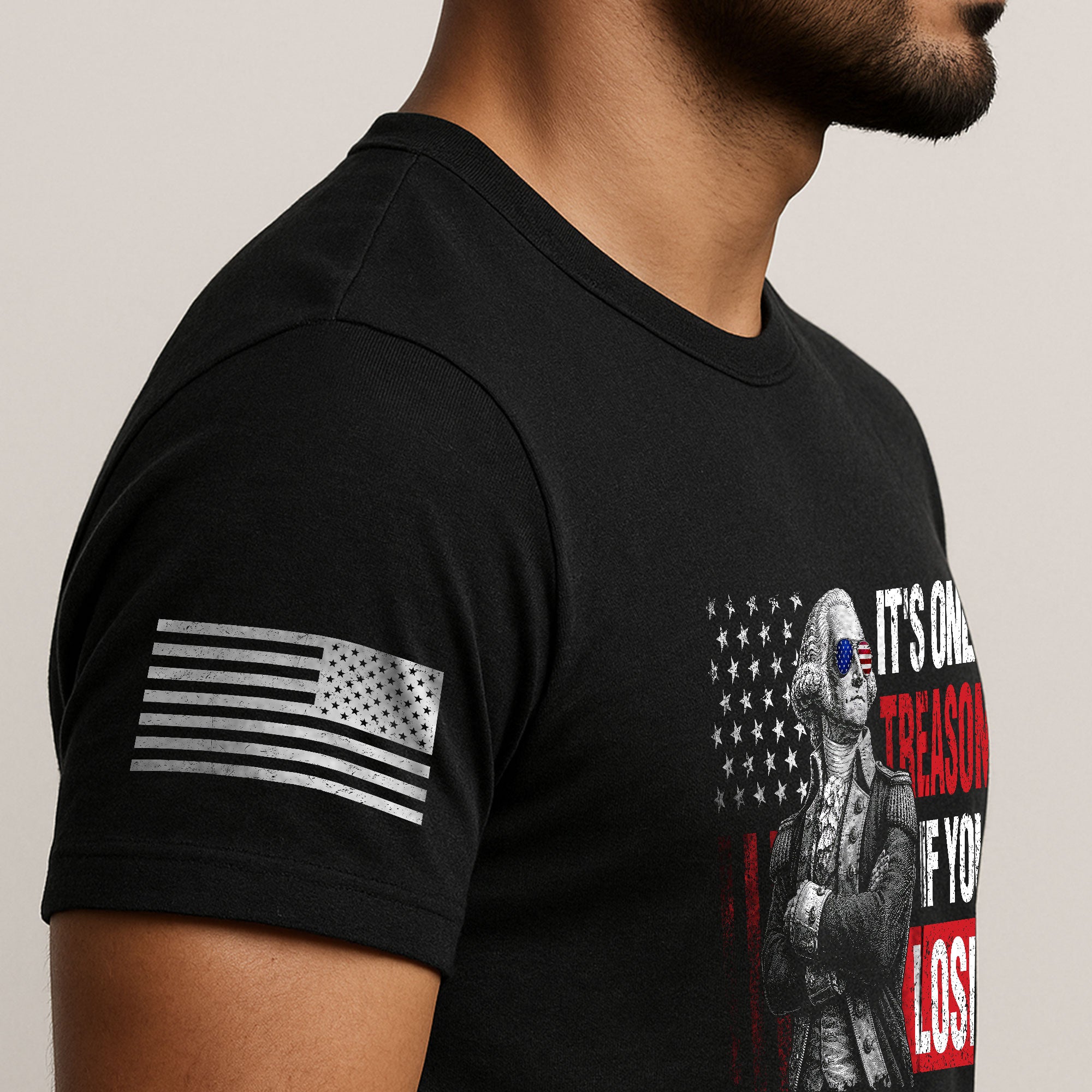 George Washington It's Only Treason If You Lose T-Shirt Patriotic 1776 US Flag Tee - Rust Field Wear