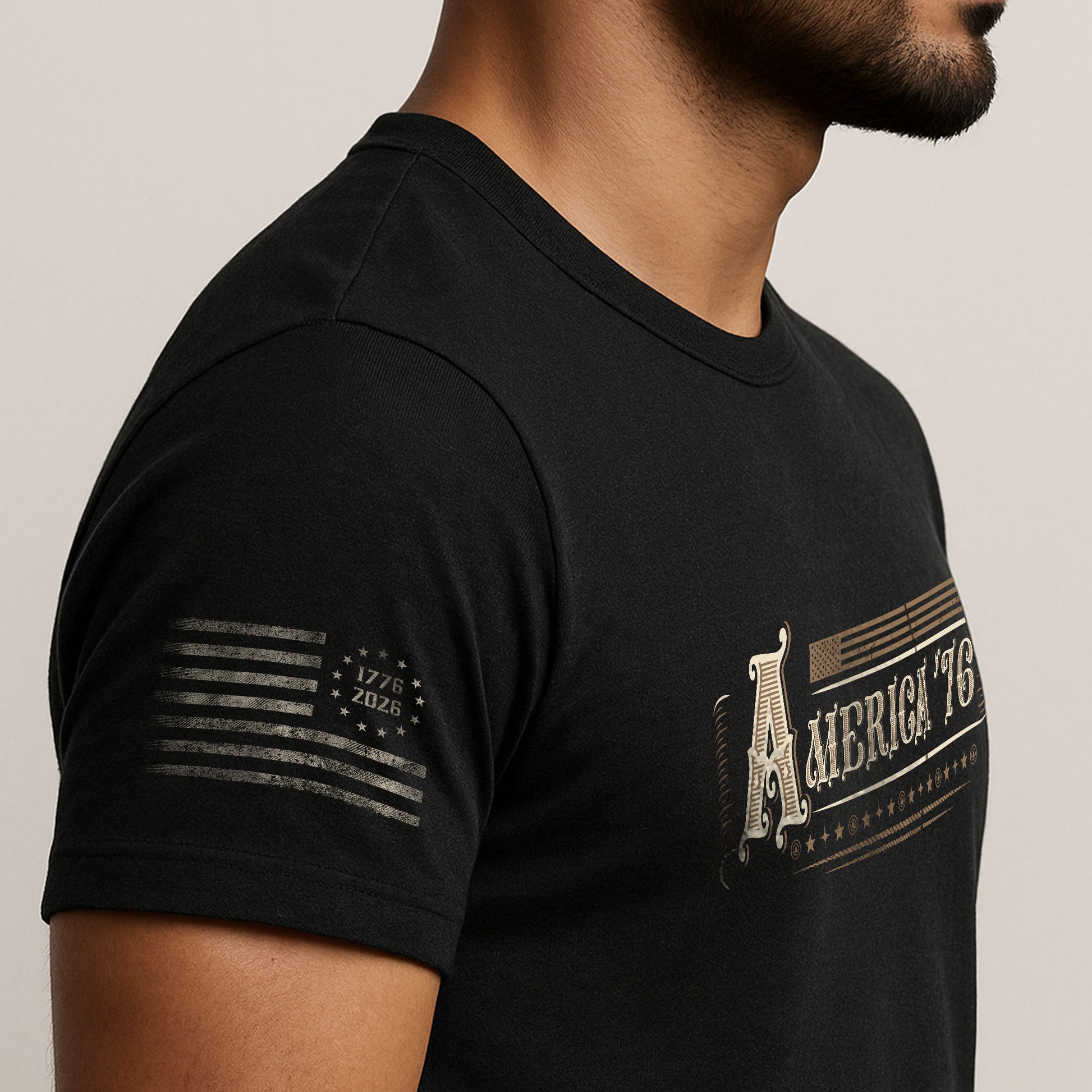 America '76 Graphic T Shirt Vintage Patriotic American Pride Style Casual Mens Top - Rust Field Wear