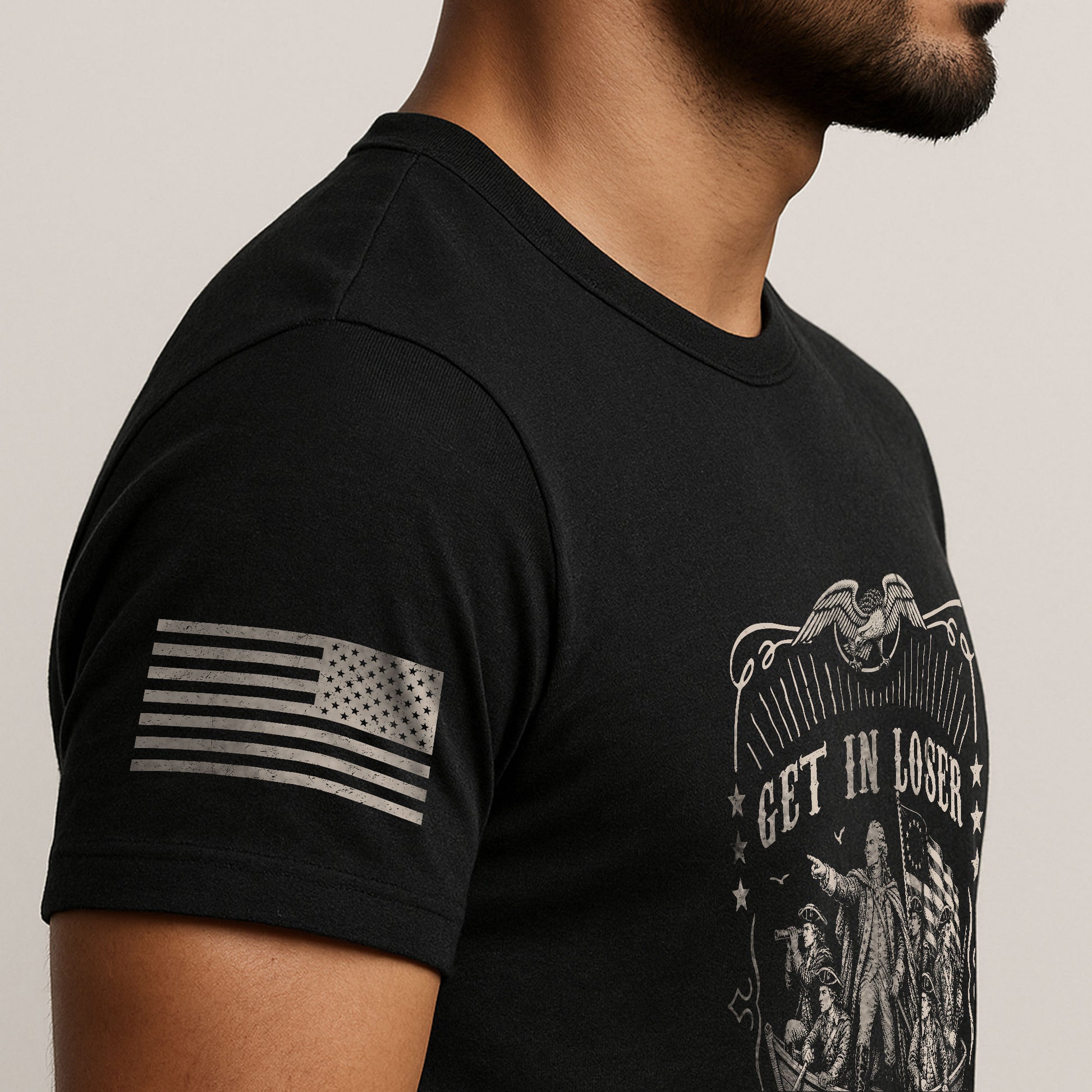 Get In Loser We're Crossing The Delaware T-Shirt George Washington Ornate Filigree Tee - Rust Field Wear