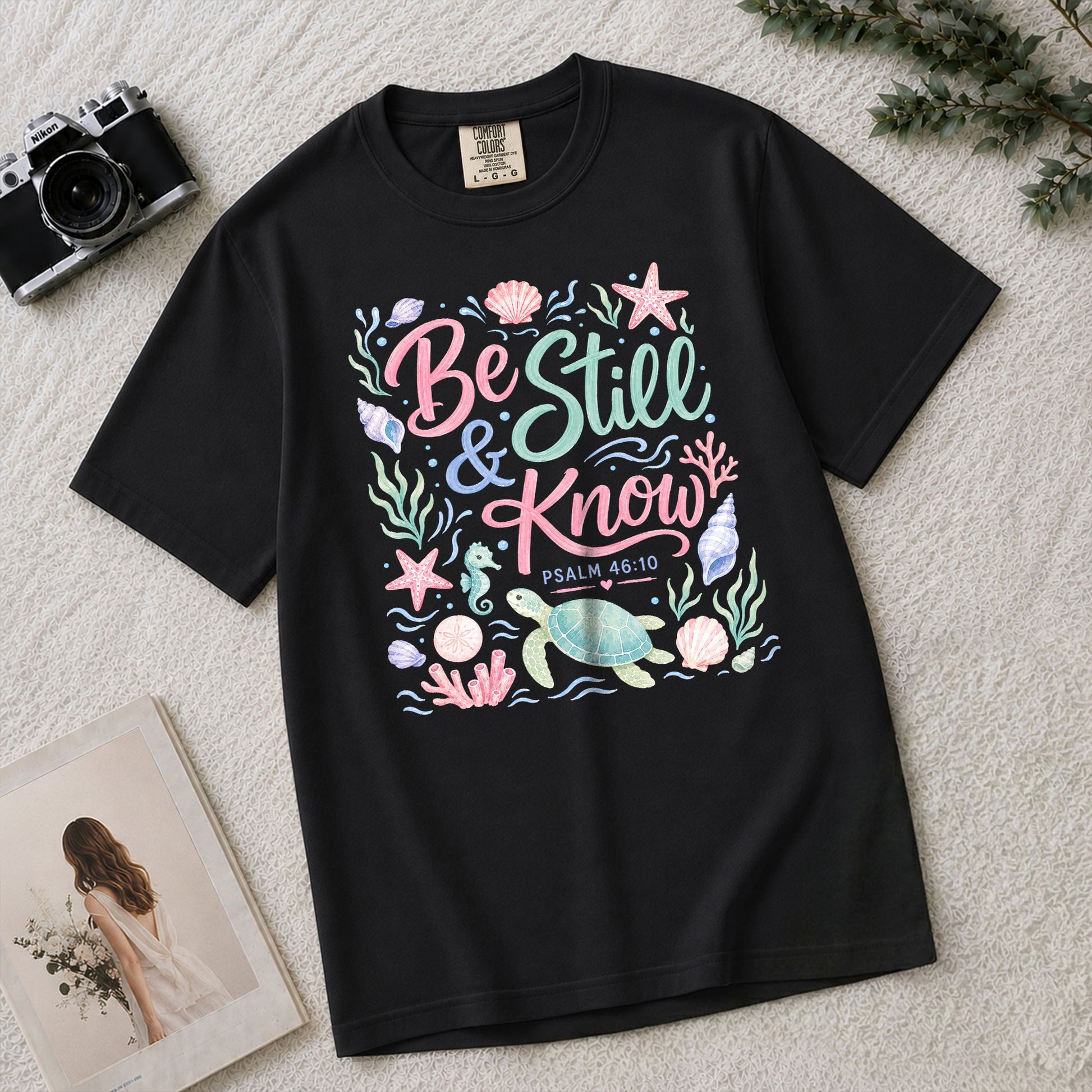 Be Still And Know Shirt Sea Turtle Ocean Beach Christian Psalm 46 10 Faith Graphic Tee - Rust Field Wear