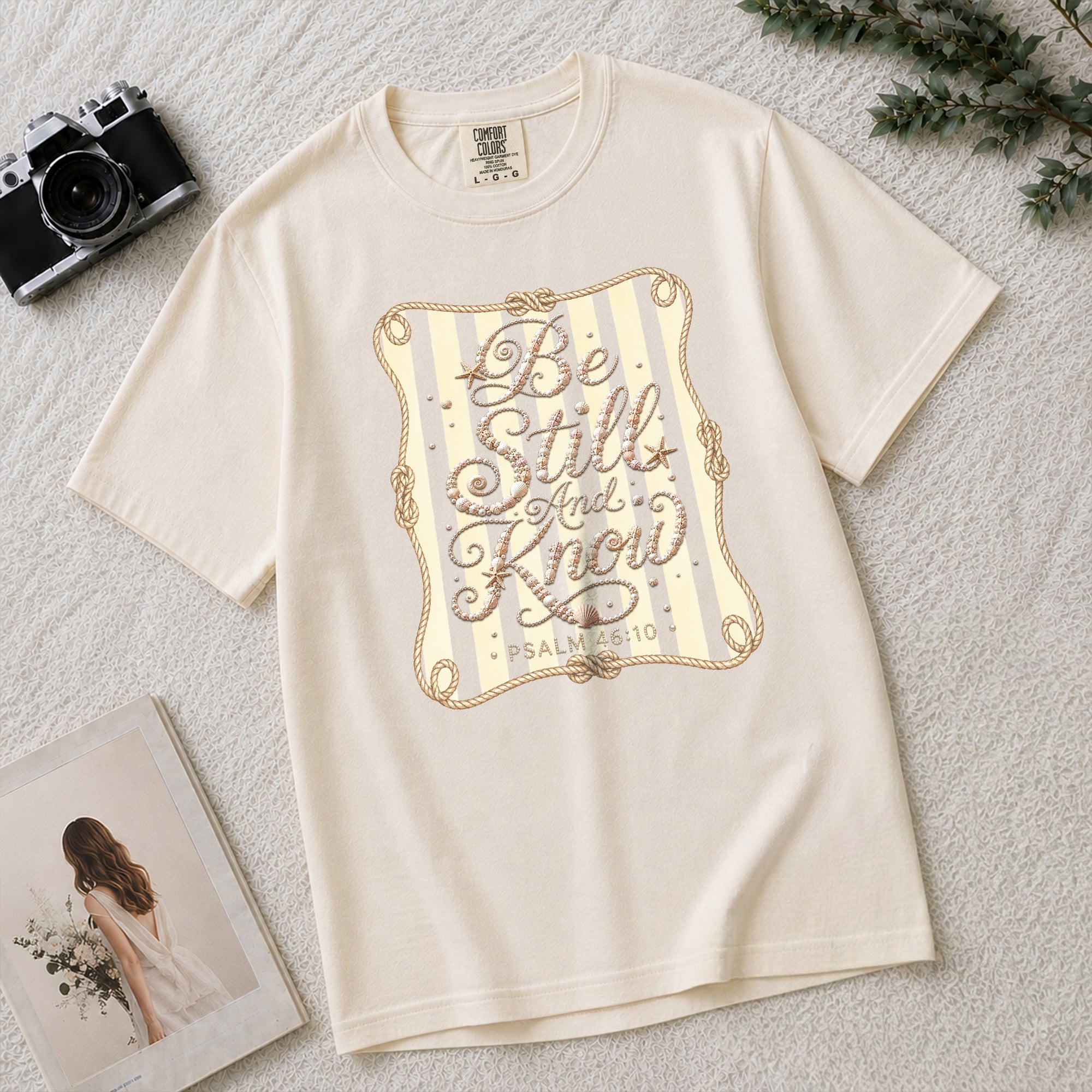 Be Still And Know Shirt Nautical Rope Coastal Beach Christian Psalm 46 10 Graphic Tee - Rust Field Wear