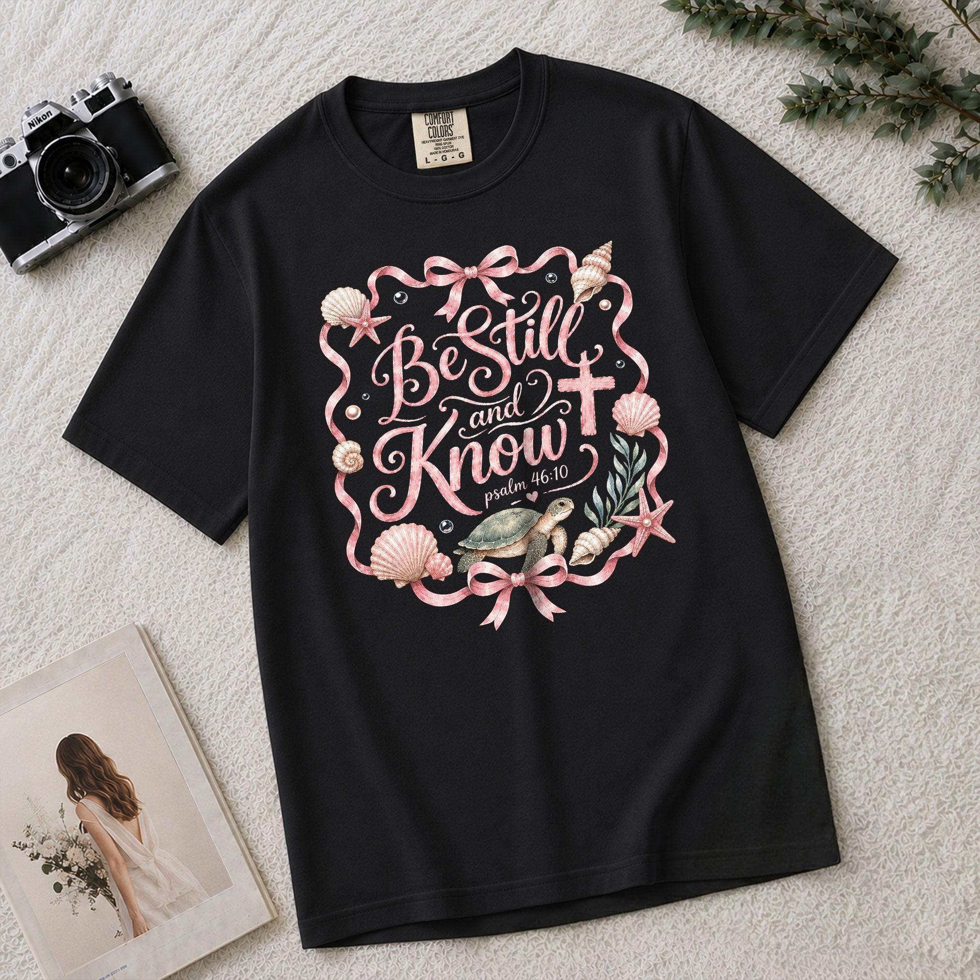 Be Still And Know Shirt Sea Turtle Beach Christian Psalm 46 10 Faith Women Graphic Tee - Rust Field Wear