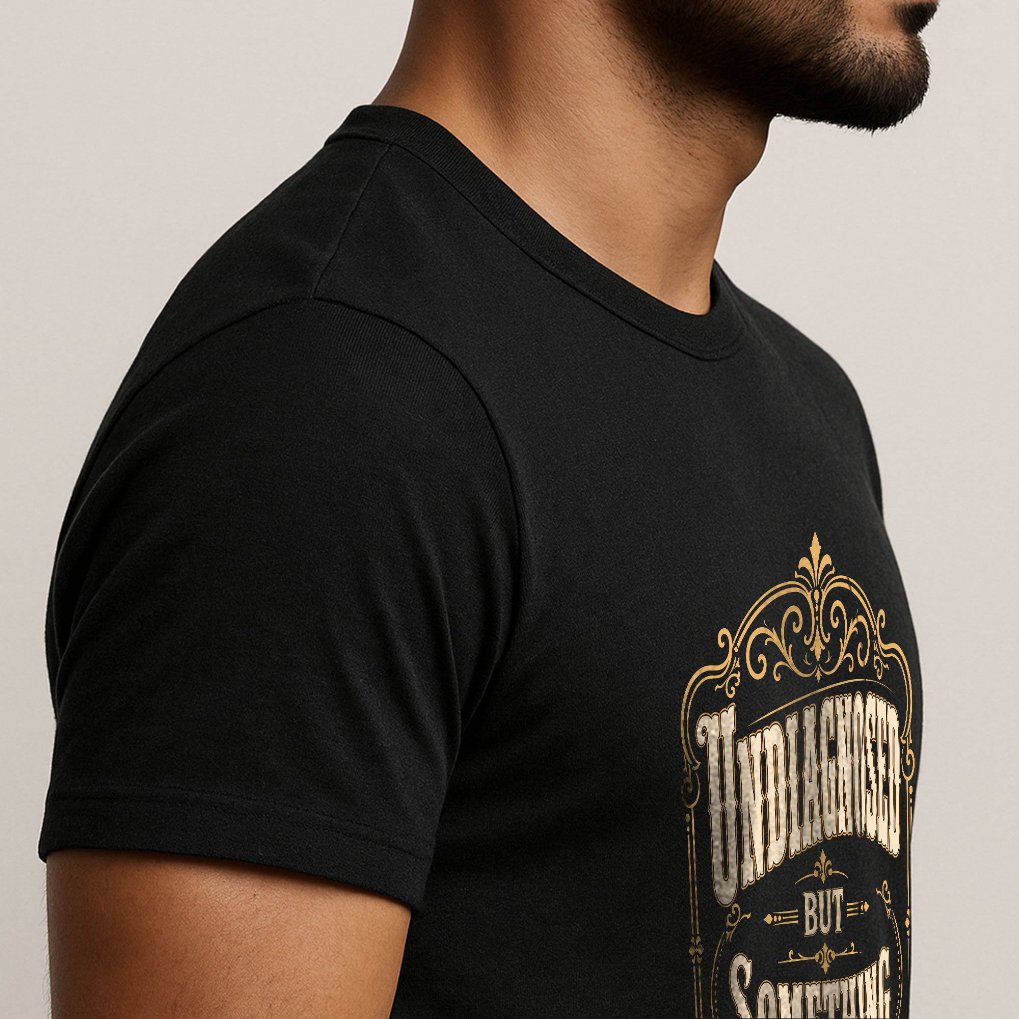 Vintage Ornate Frame Slogan Tee Undiagnosed But Something Ain't Right Casual Shirt - Rust Field Wear