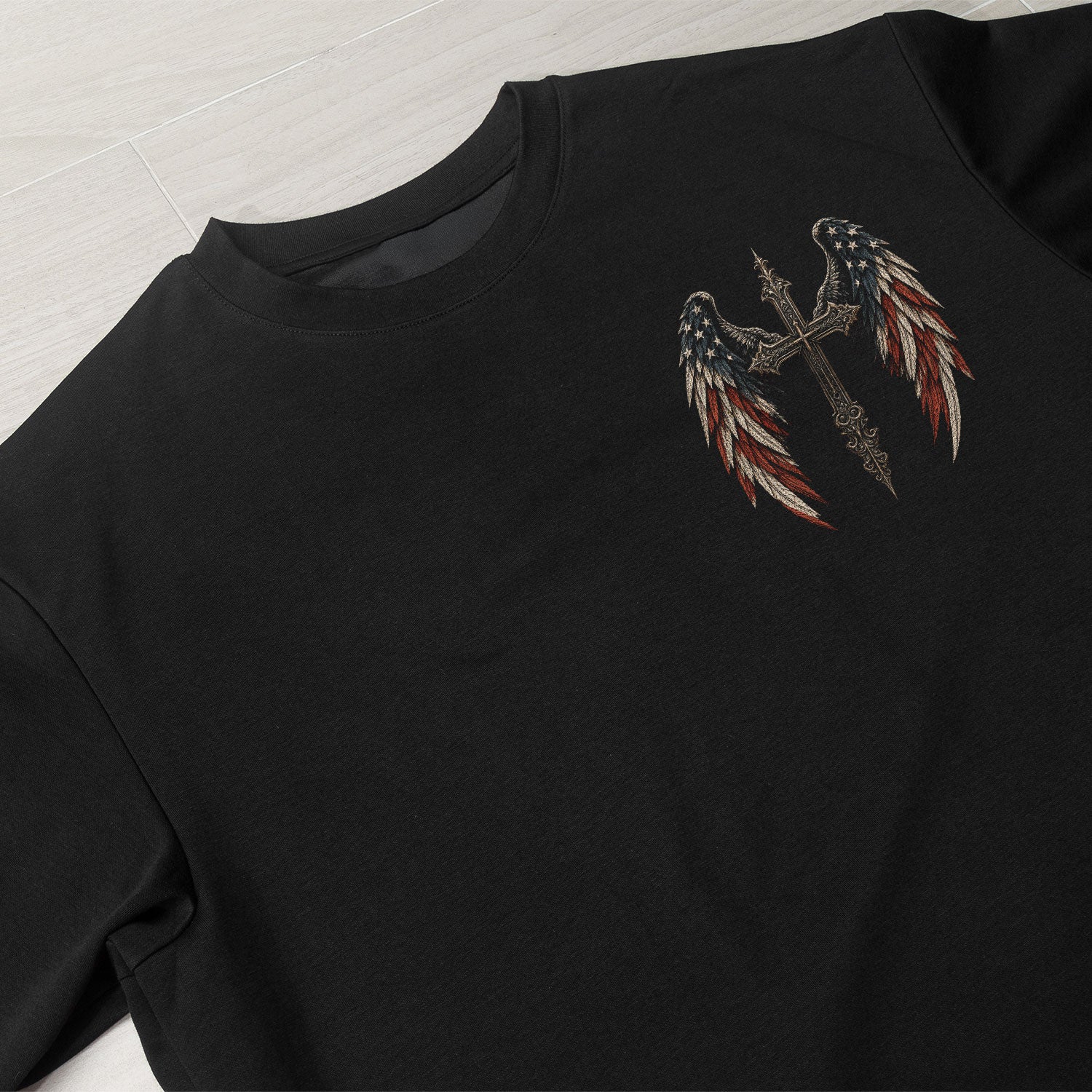 Jesus Is King T Shirt American Flag Cross Angel Wings Religious Apparel Tee Top Unisex - Rust Field Wear