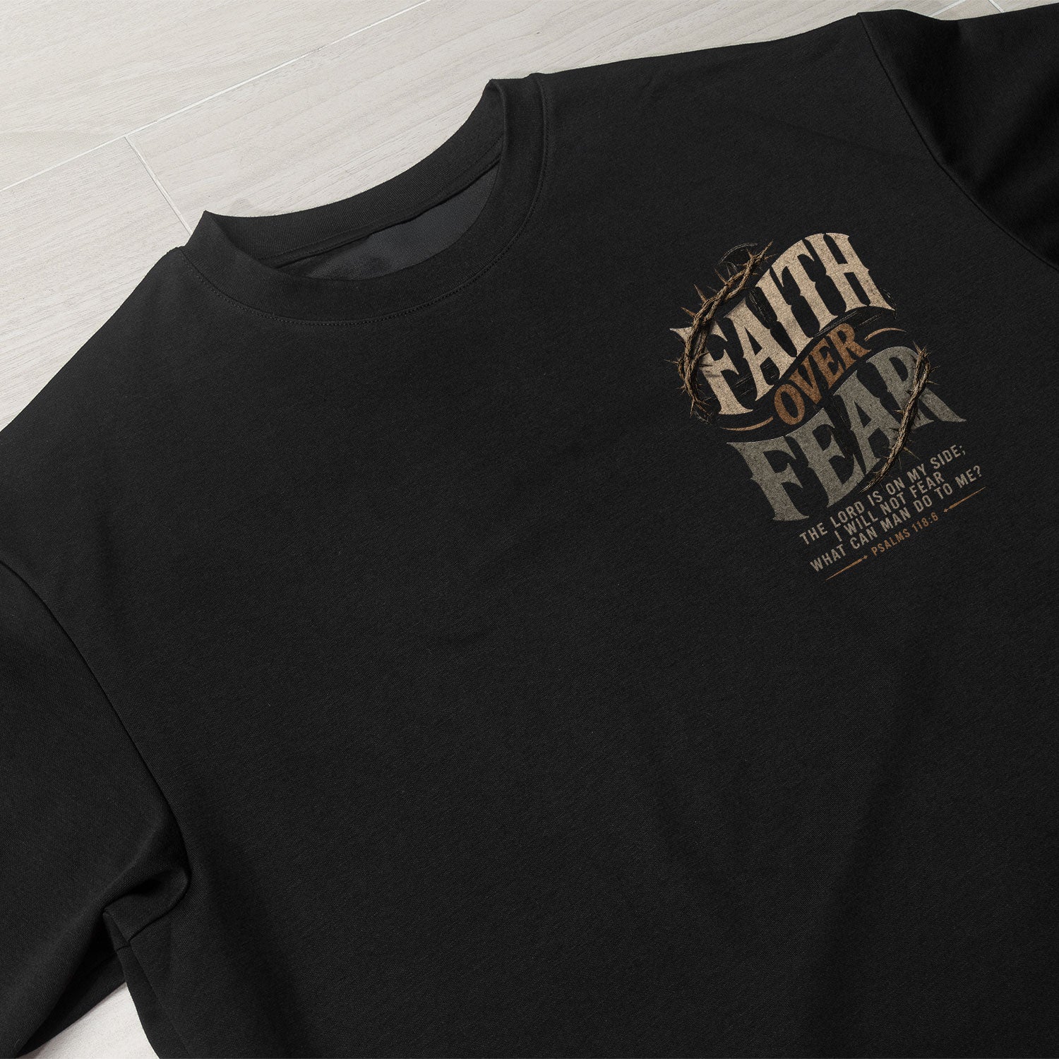 Faith Over Fear Christian Shirt Crown Of Thorns Scripture Graphic Faith Based Tee - Rust Field Wear