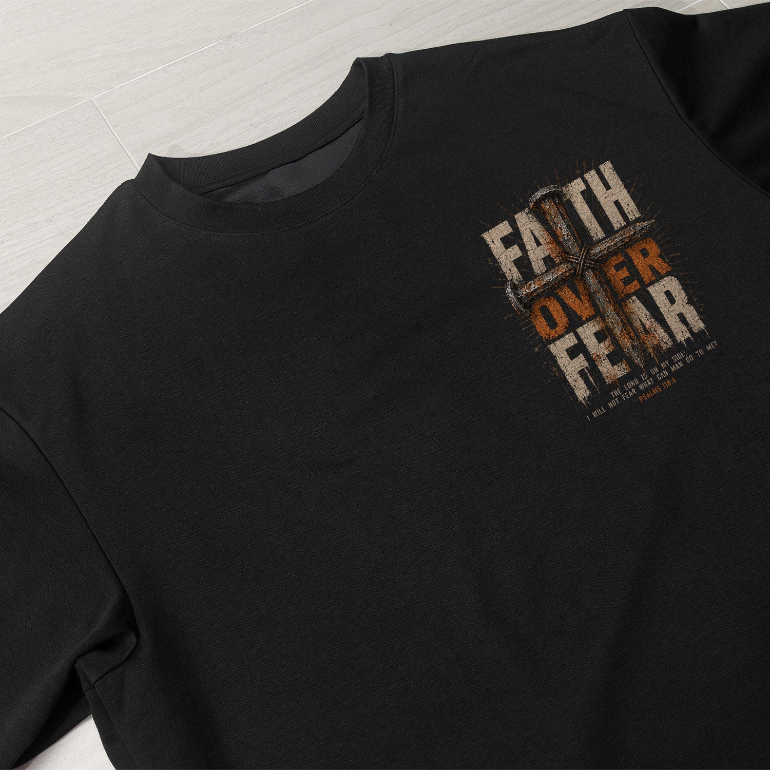 Faith Over Fear Psalms 118:6 Christian Graphic T-Shirt Unisex Casual Faith Apparel - Rust Field Wear