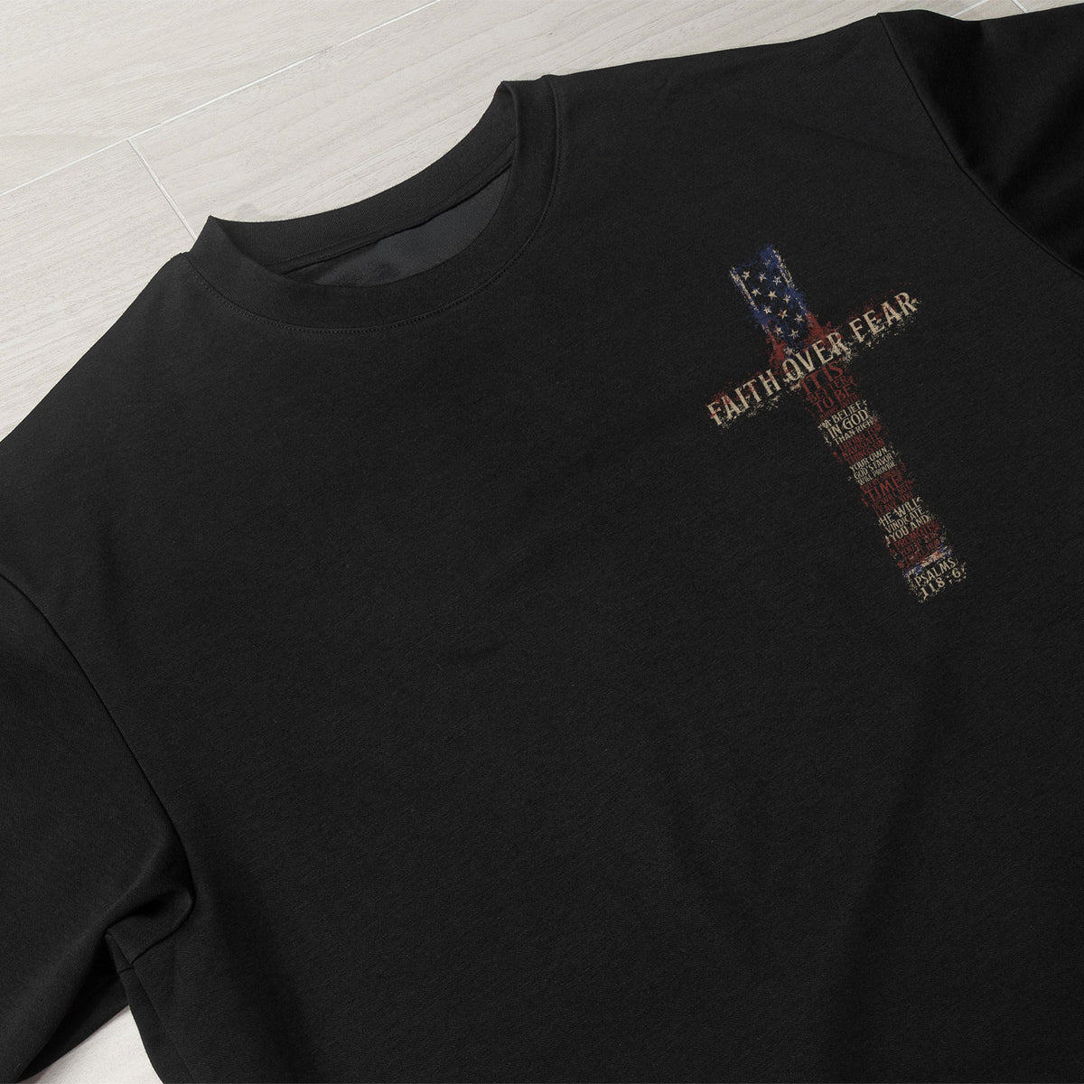 Faith Over Fear American Flag Cross Psalms 118 6 Christian T Shirt Apparel Top Unisex - Rust Field Wear
