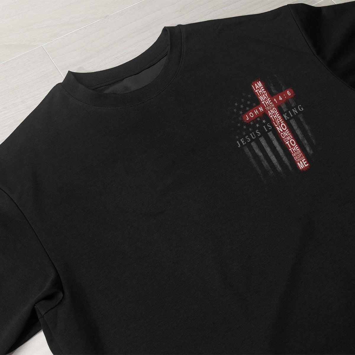 Jesus Is King T Shirt Christian Cross John 14 6 American Flag Religious Faith Tee - Rust Field Wear