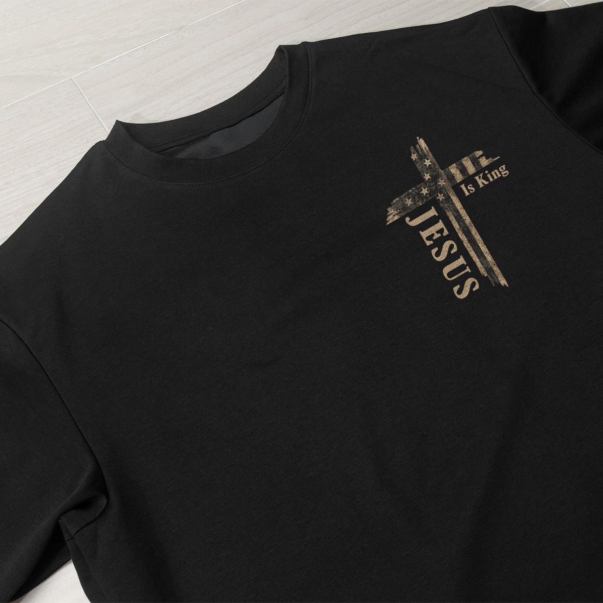 Jesus Is King Angel Wings Cross Graphic Christian T Shirt Apparel Men Clothing Top - Rust Field Wear