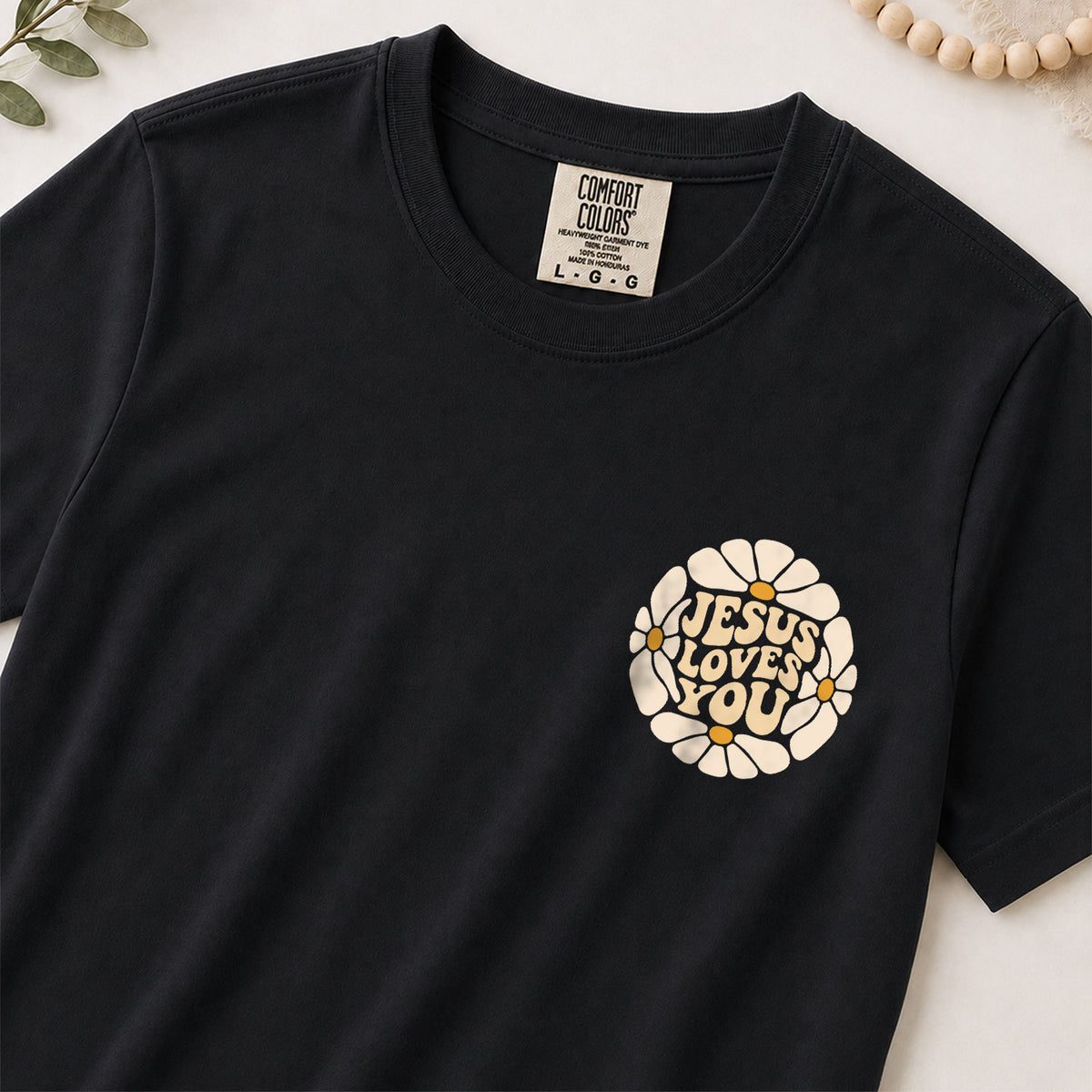 Jesus Loves You Retro Daisy Floral 1 John 4 19 Scripture Christian T Shirt Apparel Women - Rust Field Wear