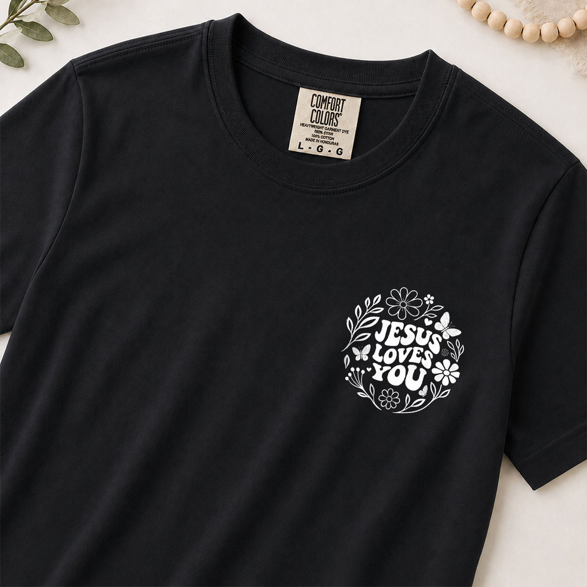 Jesus Loves You Retro Butterfly Floral 1 John 4 19 Christian T Shirt Apparel Women - Rust Field Wear