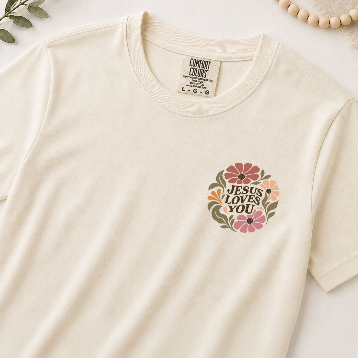 Jesus Loves You Vintage Floral 1 John 4 19 Scripture Christian T Shirt Apparel Women - Rust Field Wear