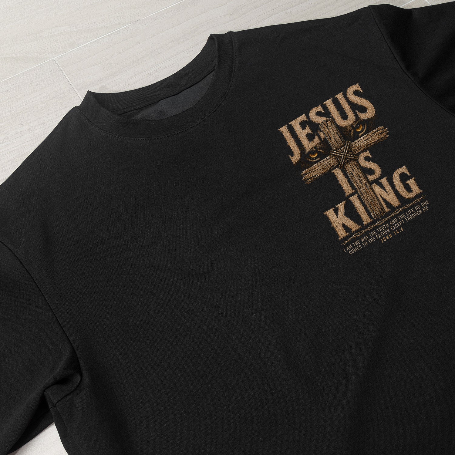 Jesus Is King T Shirt Christian Cross John 14 6 Bible Verse Religious Graphic Tee Apparel - Rust Field Wear