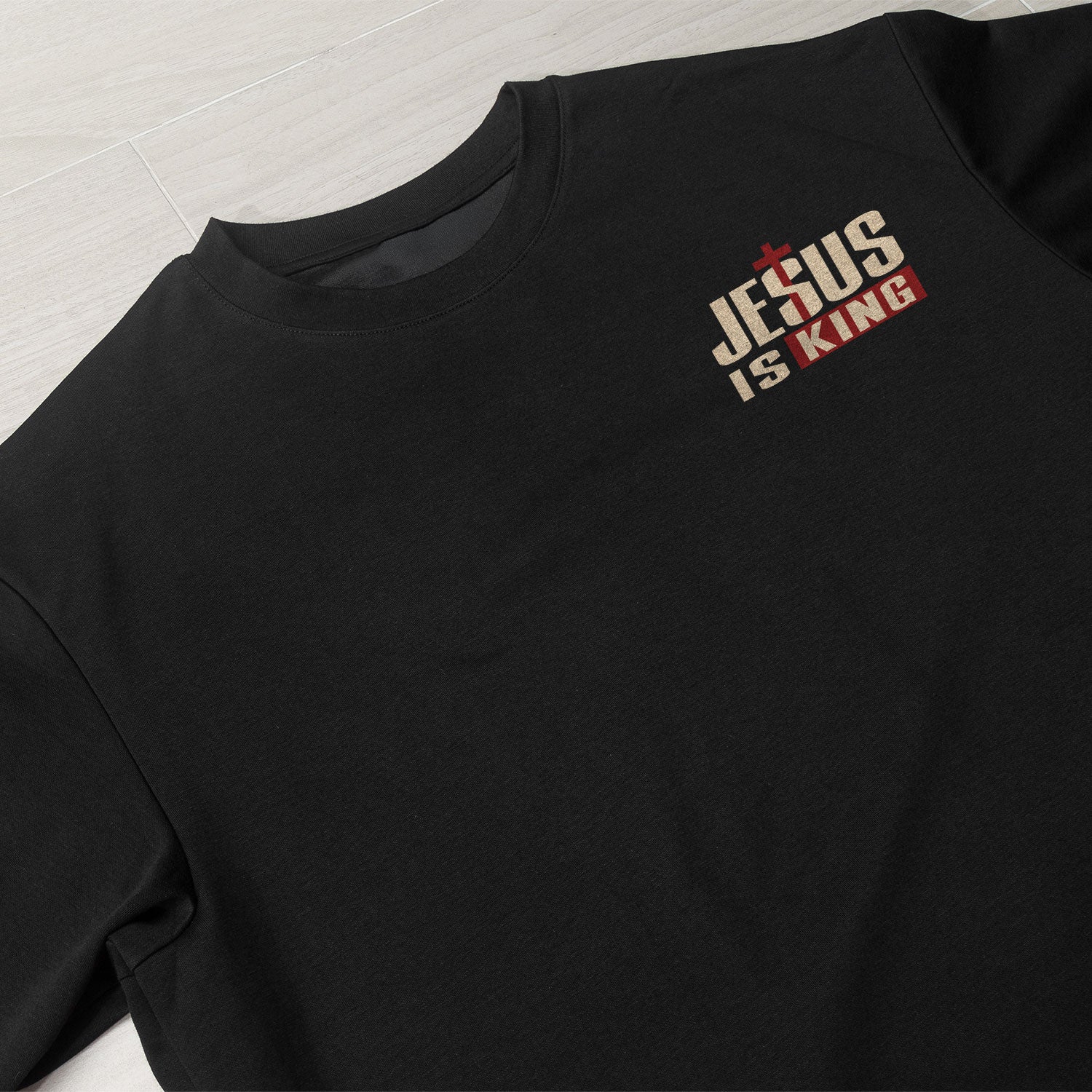 Jesus Is King Shirt Patriotic Christian Men Shirt Wooden Cross American Flag Crown Of Thorns - Rust Field Wear
