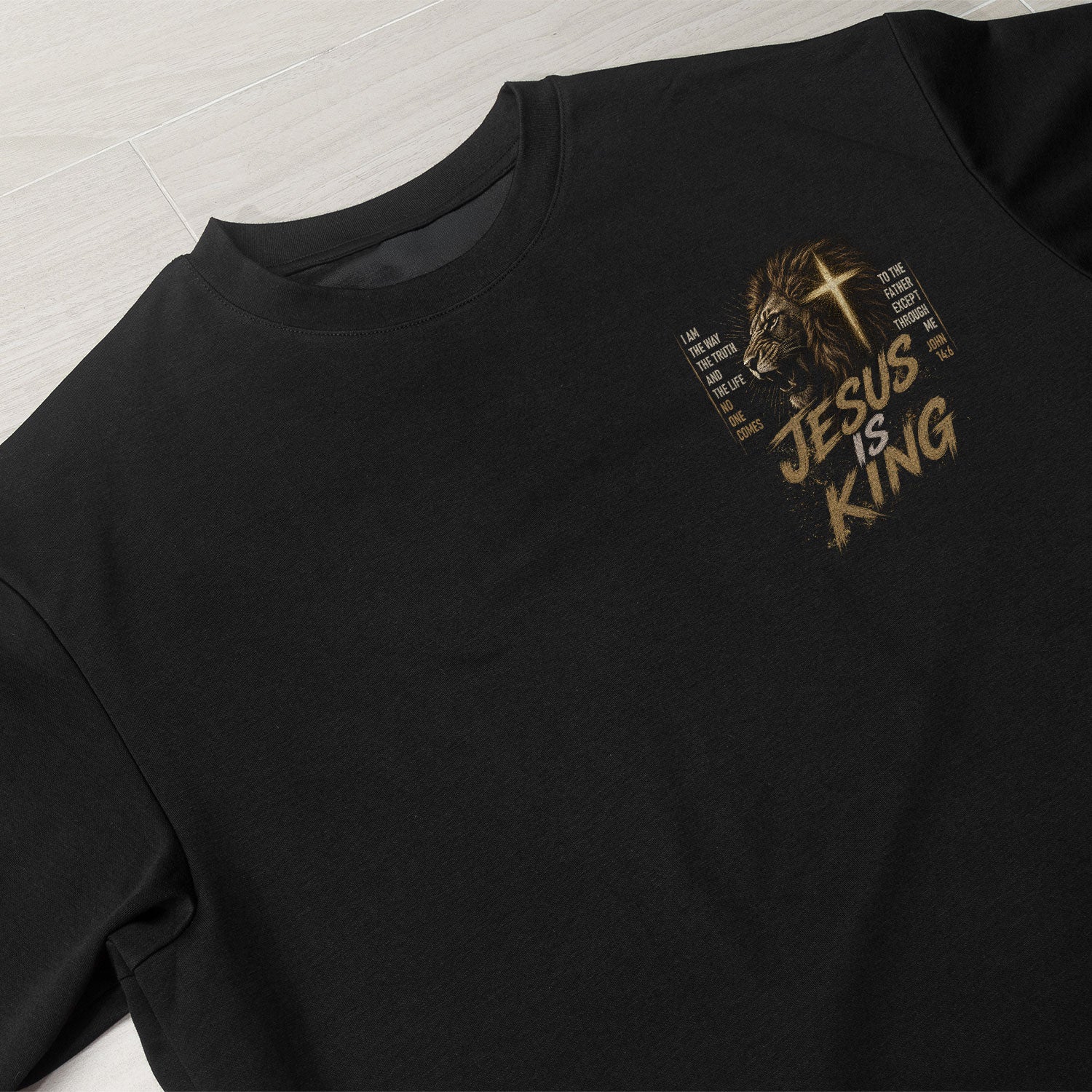 Jesus Is King Shirt Christian Men Shirt Lion Of Judah Cross Graphic Tee John 14 6 Verse Tee - Rust Field Wear