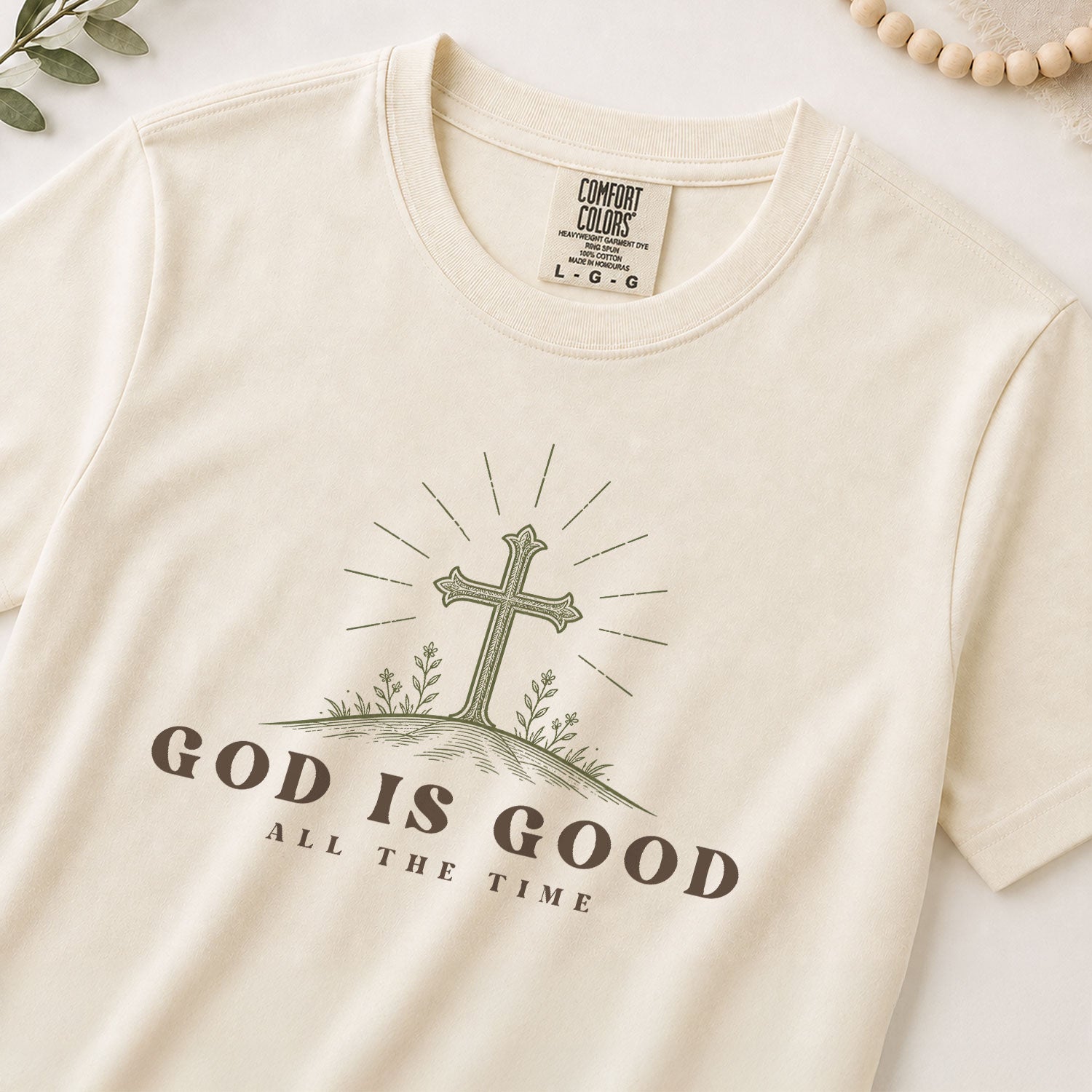 God Is Good Shirt Women Christian T-Shirt Floral Cross Faith Psalms Scripture Graphic Tee - Rust Field Wear