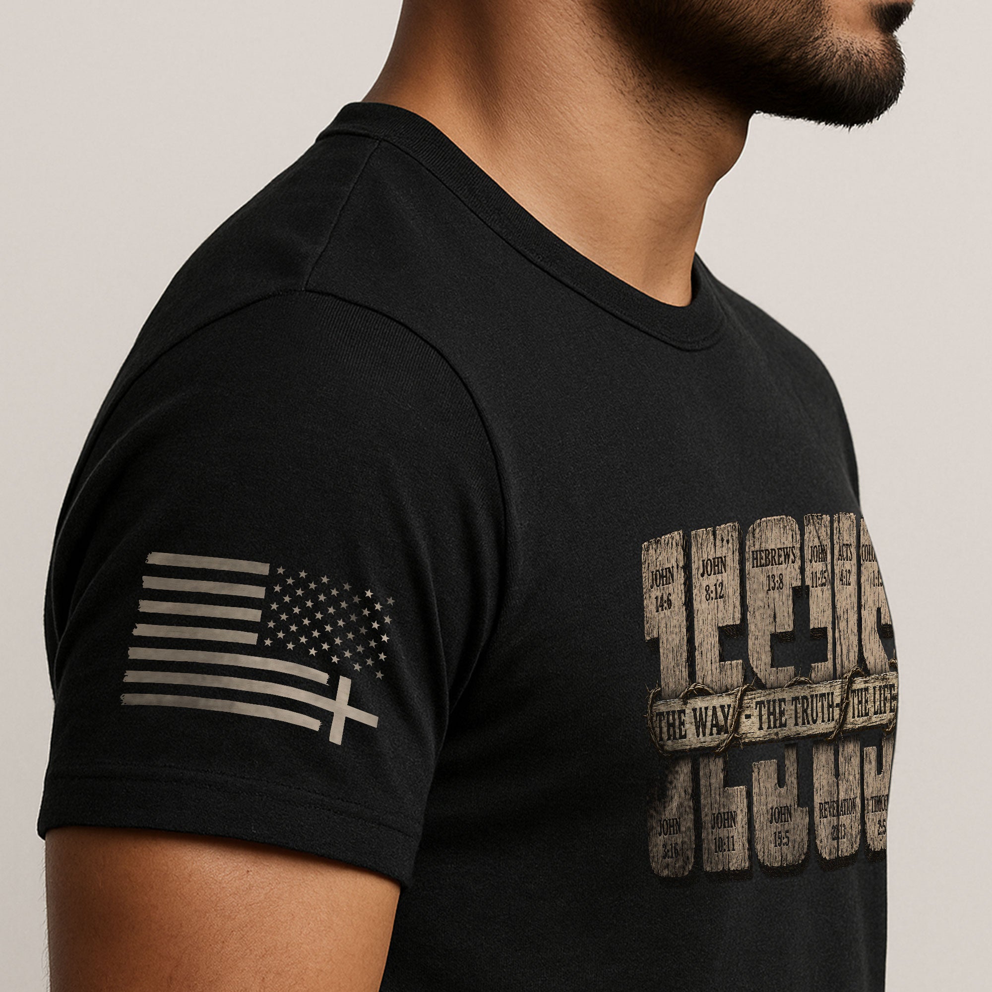 Jesus Shirt Men Christian T-Shirt The Way The Truth The Life Bible Verse Faith Graphic Tee