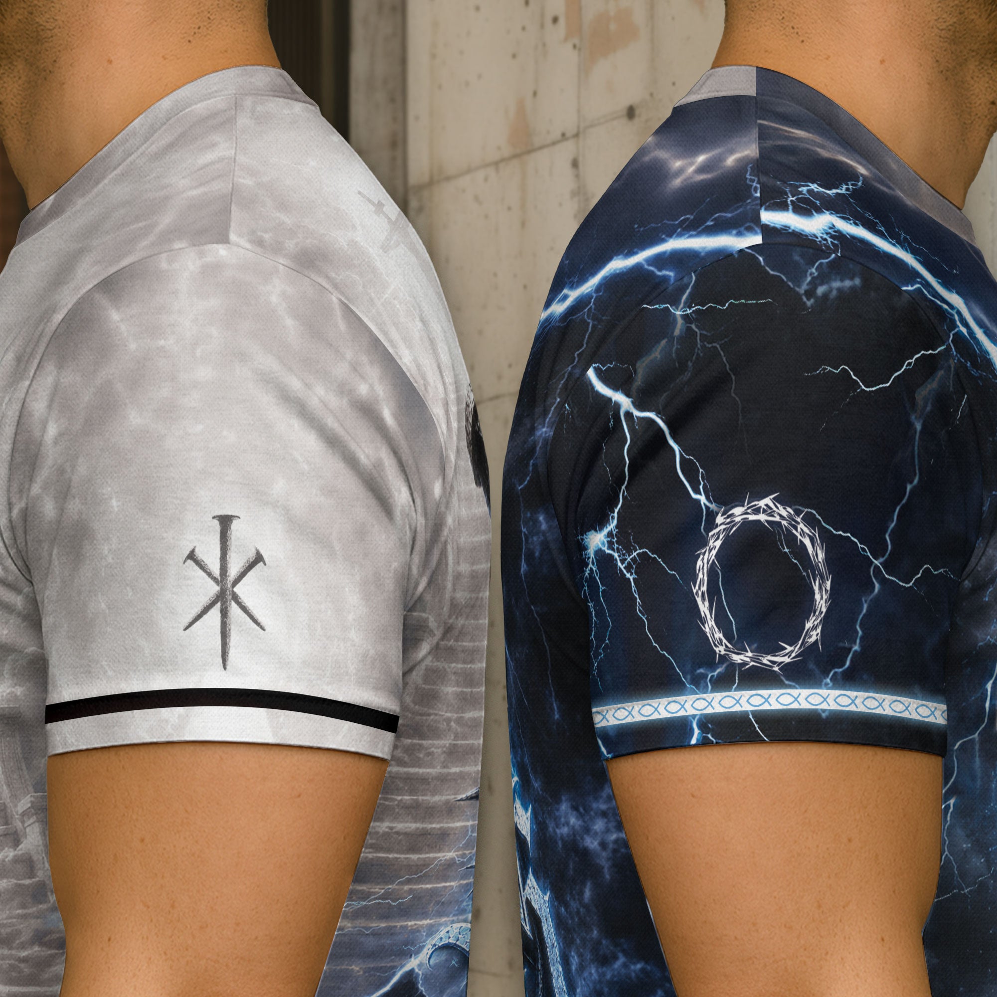 Faith Over Fear Jesus Shirt Blue Lightning Lion Cross 3D All Over Print Christian Men Apparel