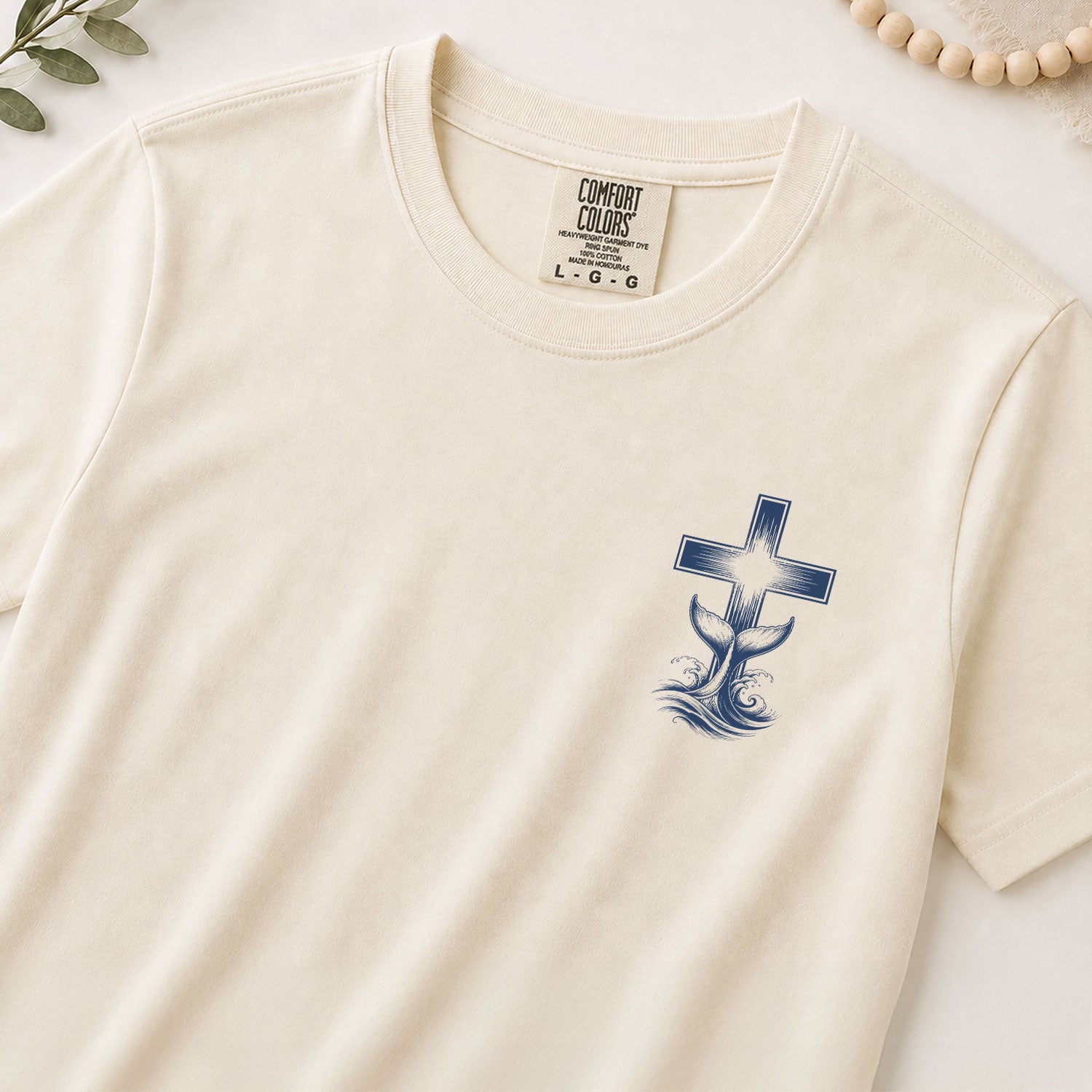 When You Go Through Deep Waters Whale Cross Christian Graphic Tee Shirt For Women - Rust Field Wear