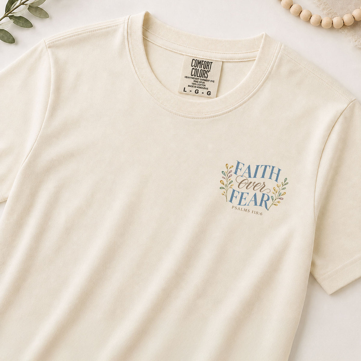 Devout Christian Faith Over Fear Butterfly Aesthetic Women Graphic Tee Vintage Cotton - Rust Field Wear
