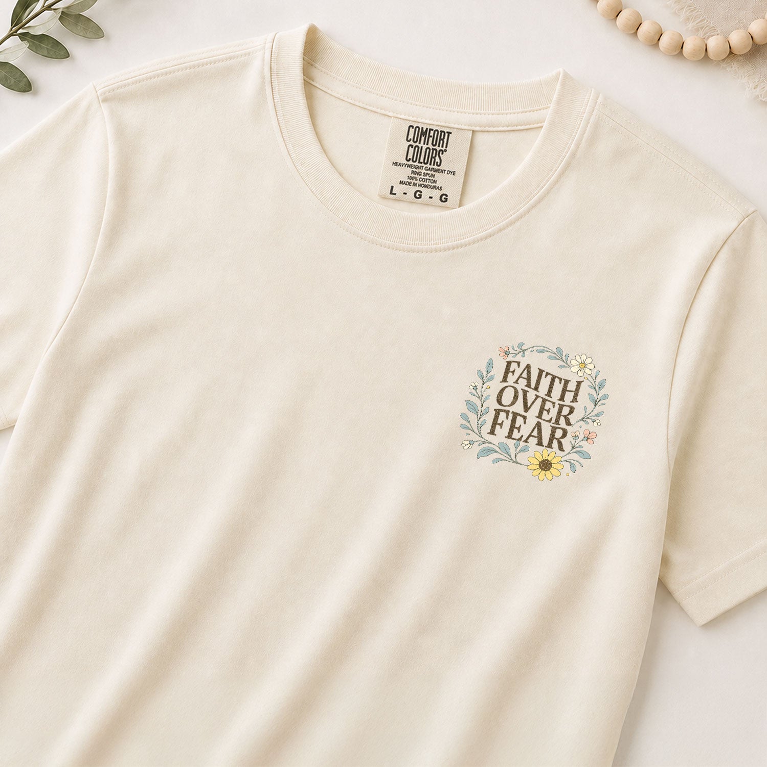 Christian T-Shirt Women Floral Cross Graphic Tee Faith Over Fear Bible Verse Tops Sunflower