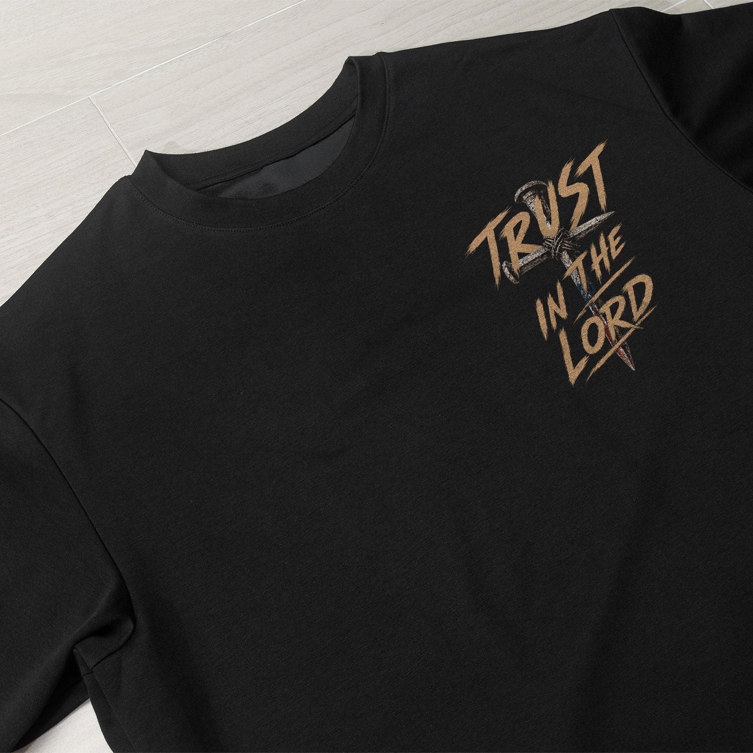 Trust In The Lord Shirt Mens Jesus Cross Flag Tee Christian Religious Graphic Shirt - Rust Field Wear