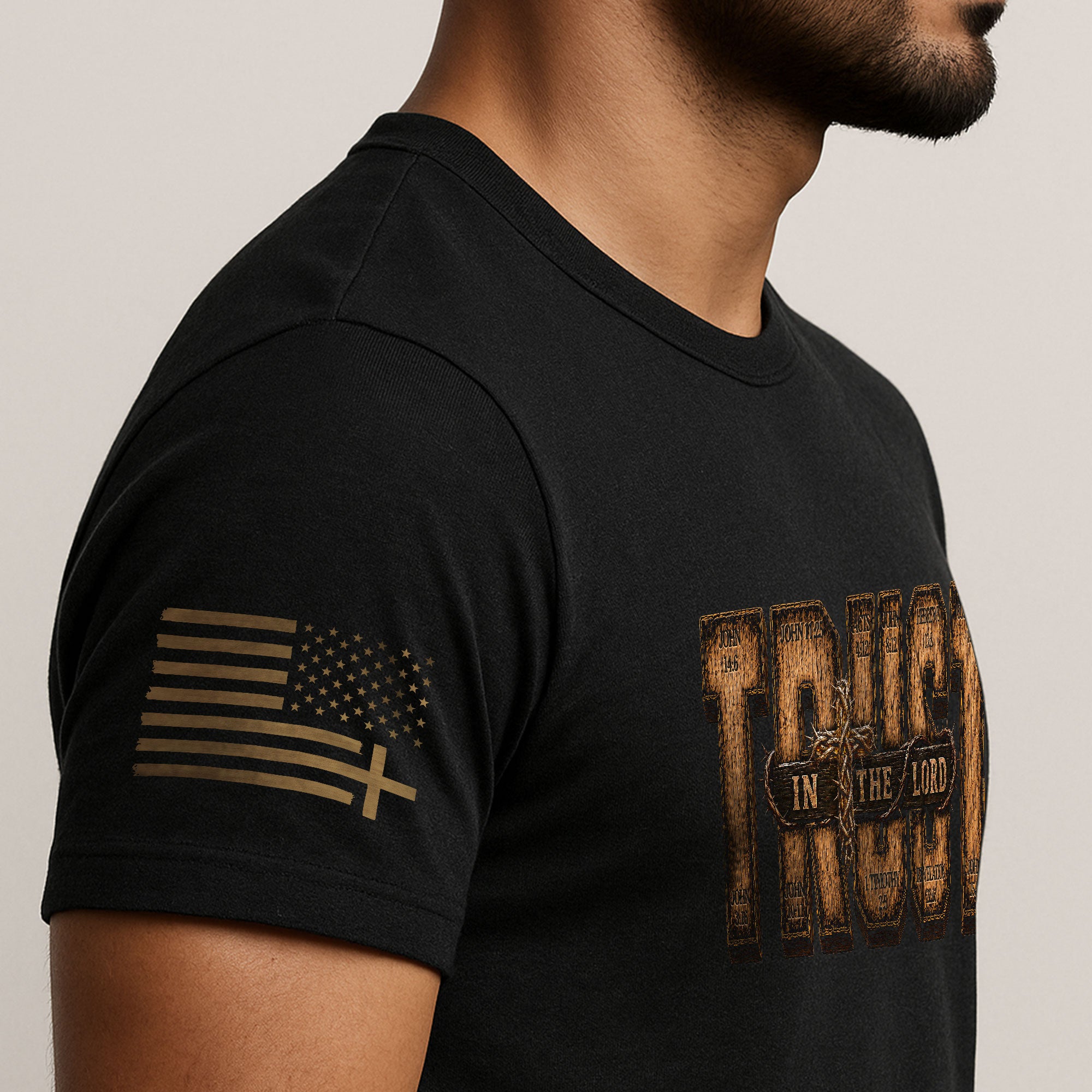 Trust In The Lord Shirt Mens Christian Bible Verse T-Shirt Scripture Graphic Tee - Rust Field Wear