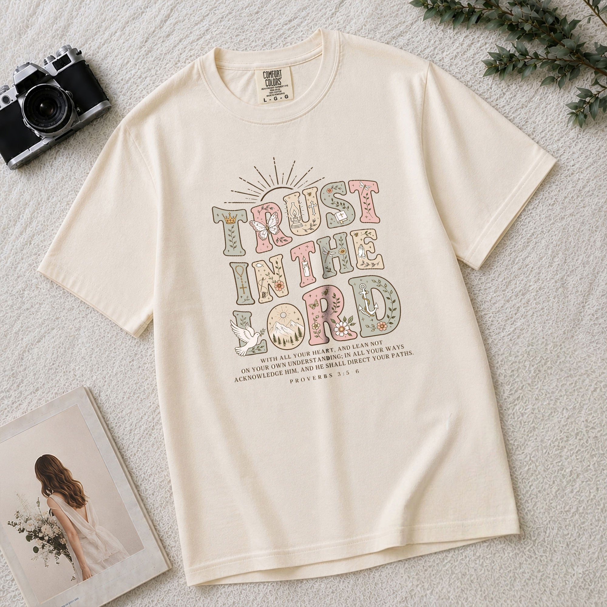 Trust In The Lord T-Shirt Christian Women Faith Shirt Aesthetic Colorful Bible Verse Tee - Rust Field Wear