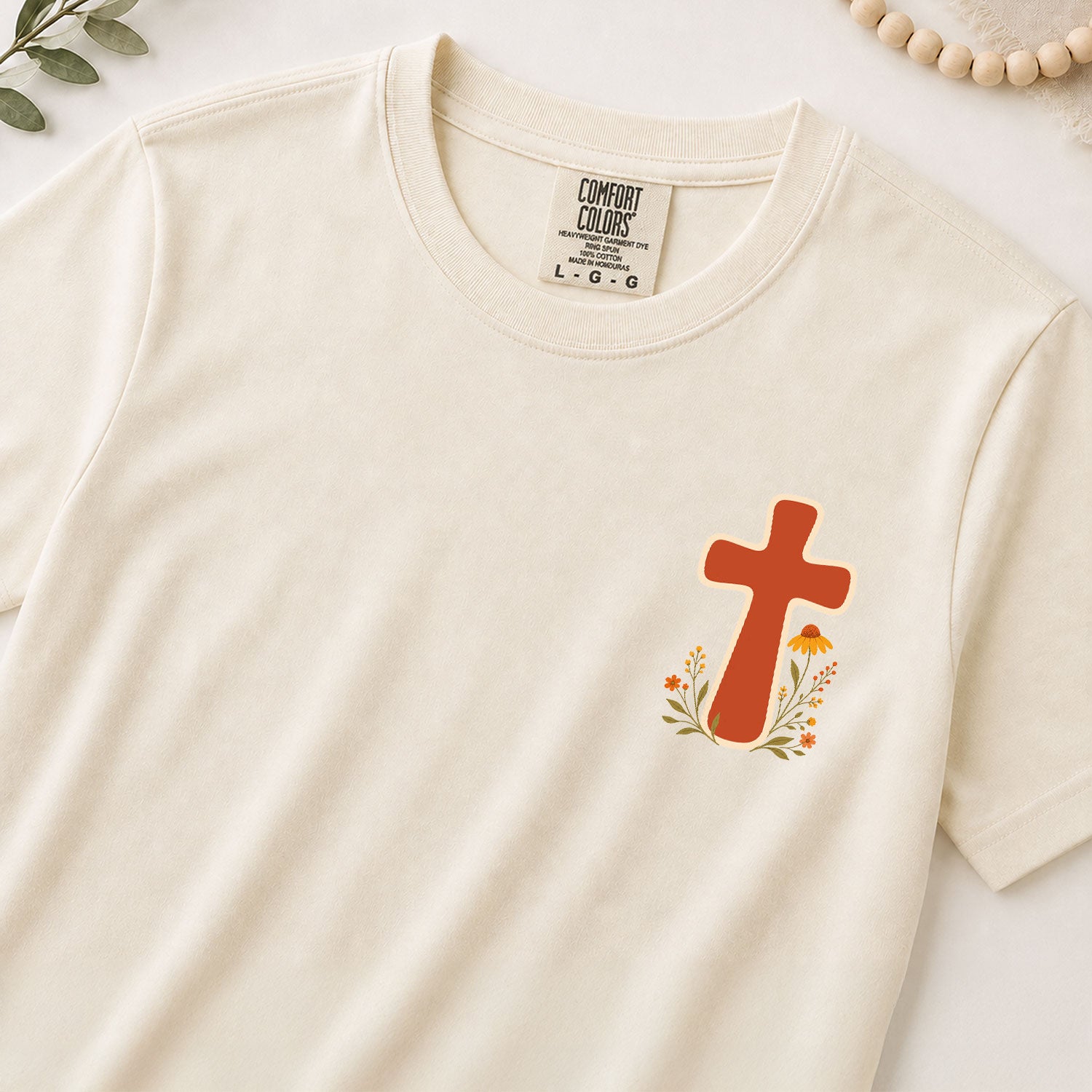 Jesus Loves You Retro Sun Floral Christian Graphic Tee Shirt For Women Everyday Wear - Rust Field Wear