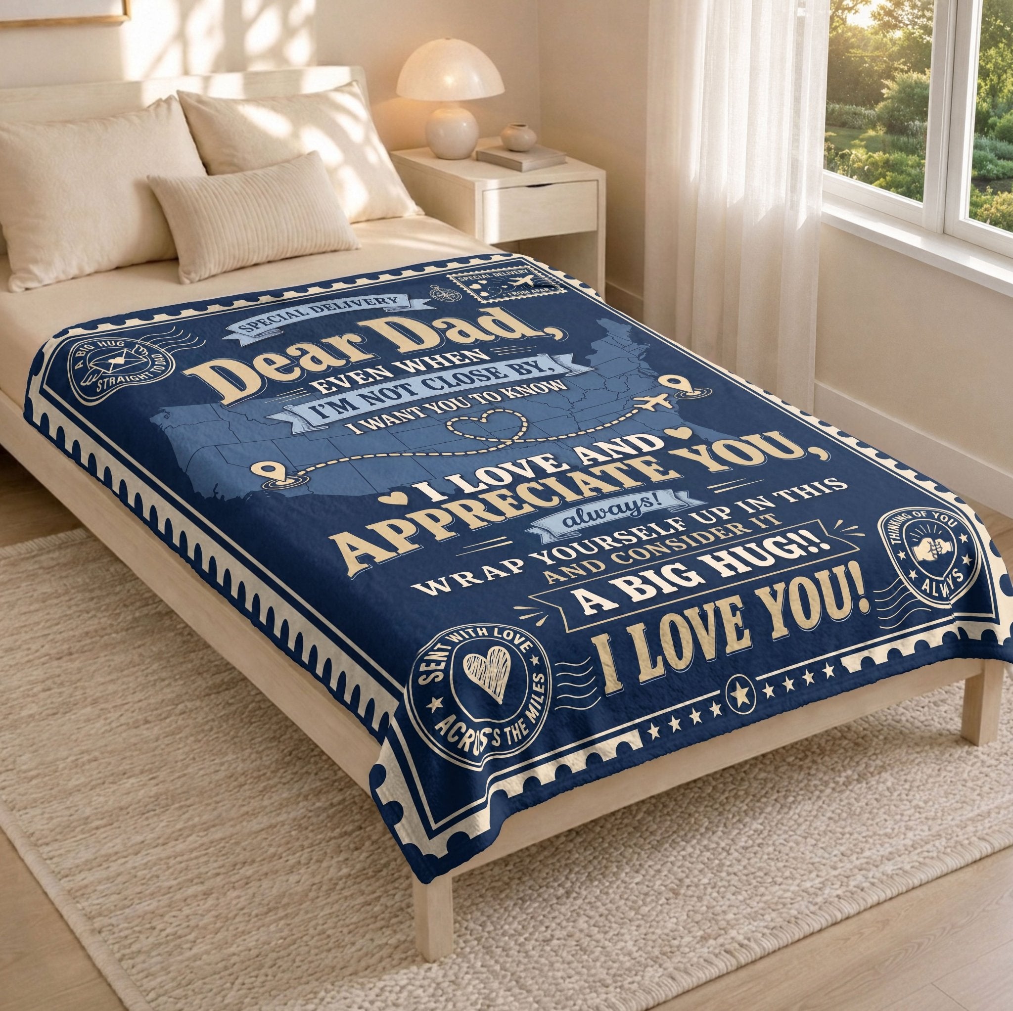 Dad Blanket Gift Long Distance Hug Throw Blanket Gifts for Dad from Daughter Son - Rust Field Wear