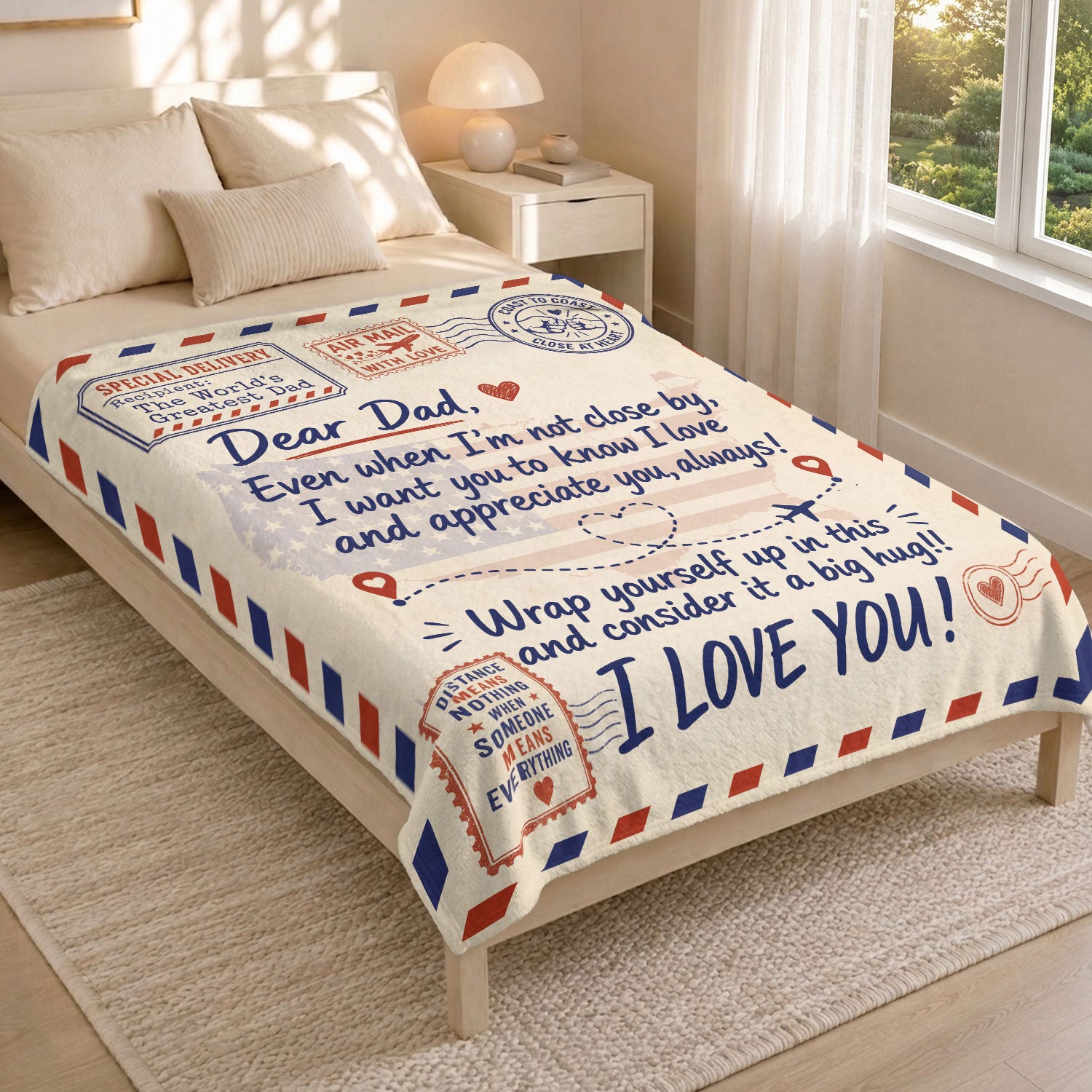 Dad Blanket Gift Long Distance Hug Fleece Throw Blanket Father's Day Present Son