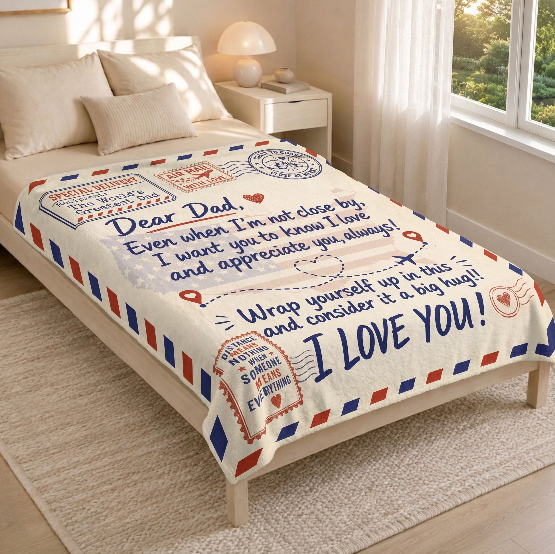 Dad Blanket Gift Long Distance Hug Fleece Throw Blanket Father's Day Present Son - Rust Field Wear