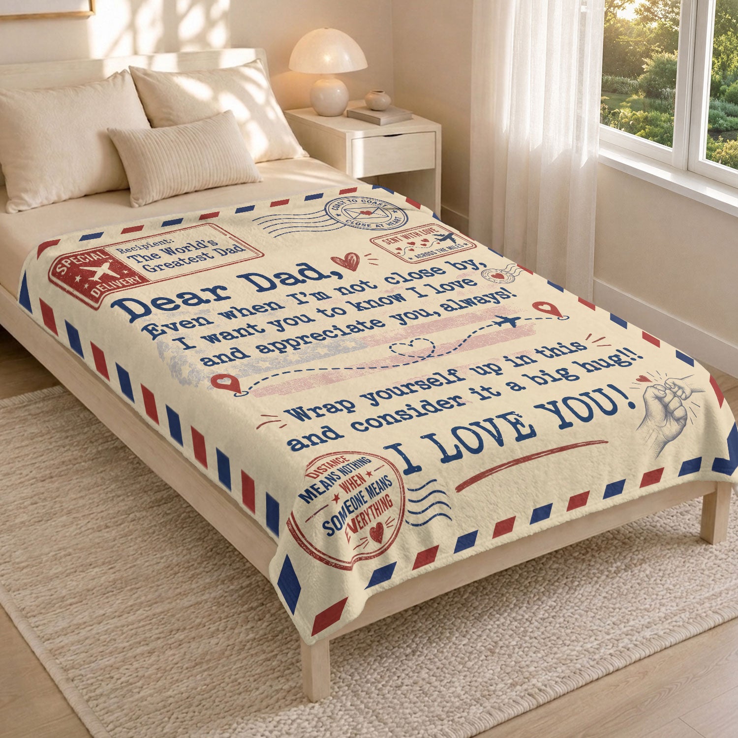 Dad Blanket Gift Long Distance Hug Throw Blanket Coast to Coast Love Gifts for Dad