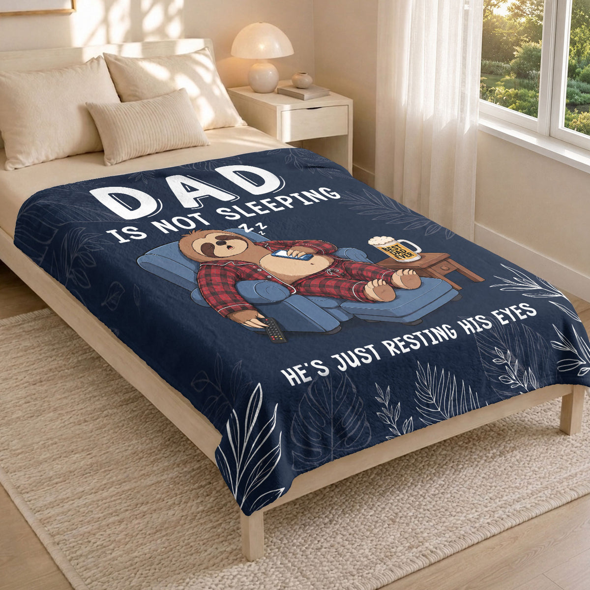 Dad Is Not Sleeping Sloth Pajama Funny Gift Throw Blanket For Father Day Home Decor - Rust Field Wear