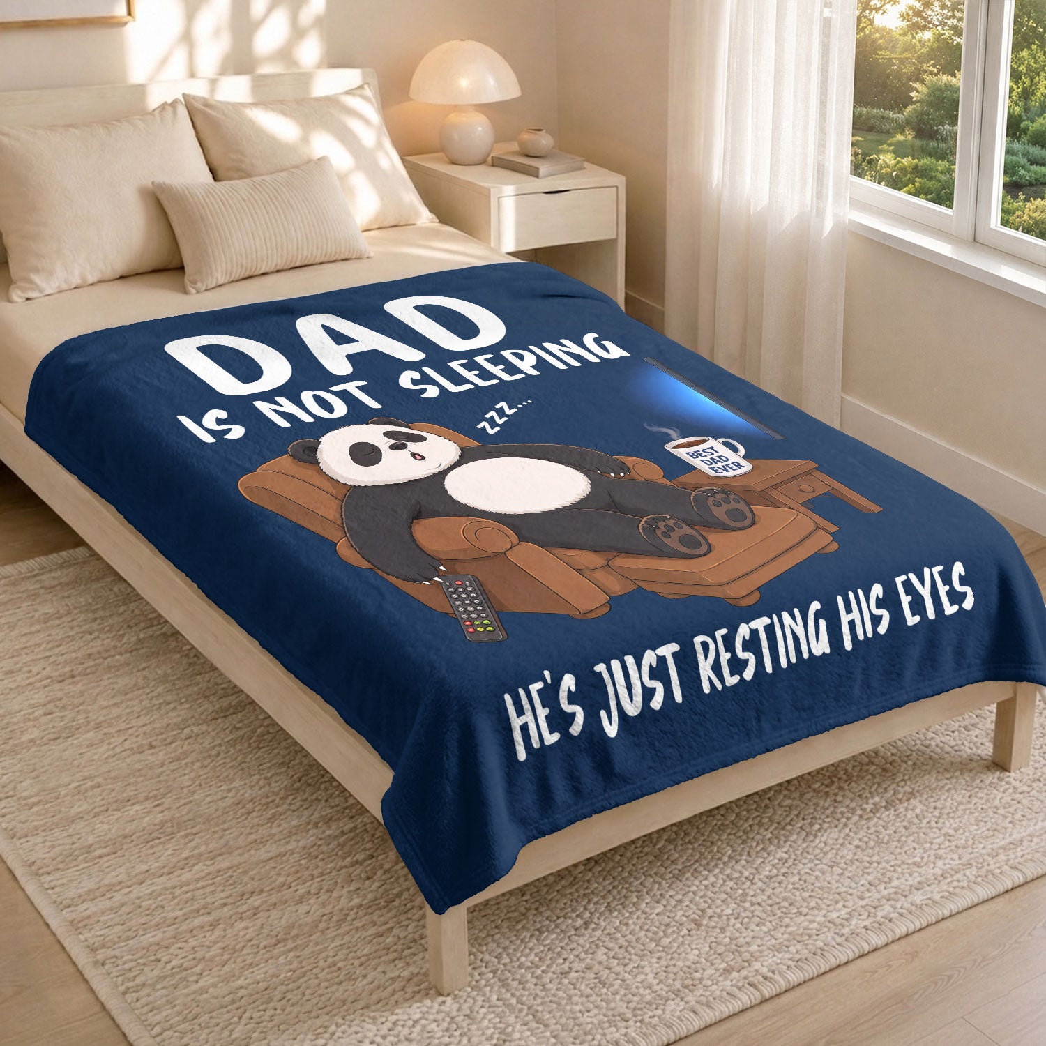 Dad Is Not Sleeping Panda Funny Gift Throw Blanket For Father Day Home Decor Apparel