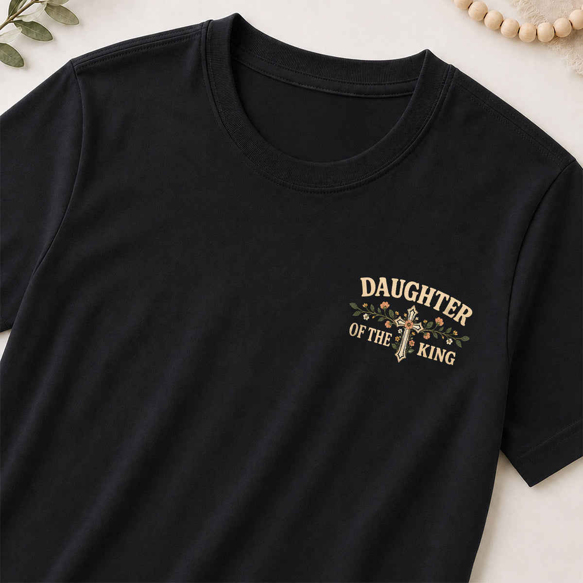 Pious Christian Daughter King Floral Aesthetic Women Graphic Tee Shirt Vintage Cotton - Rust Field Wear