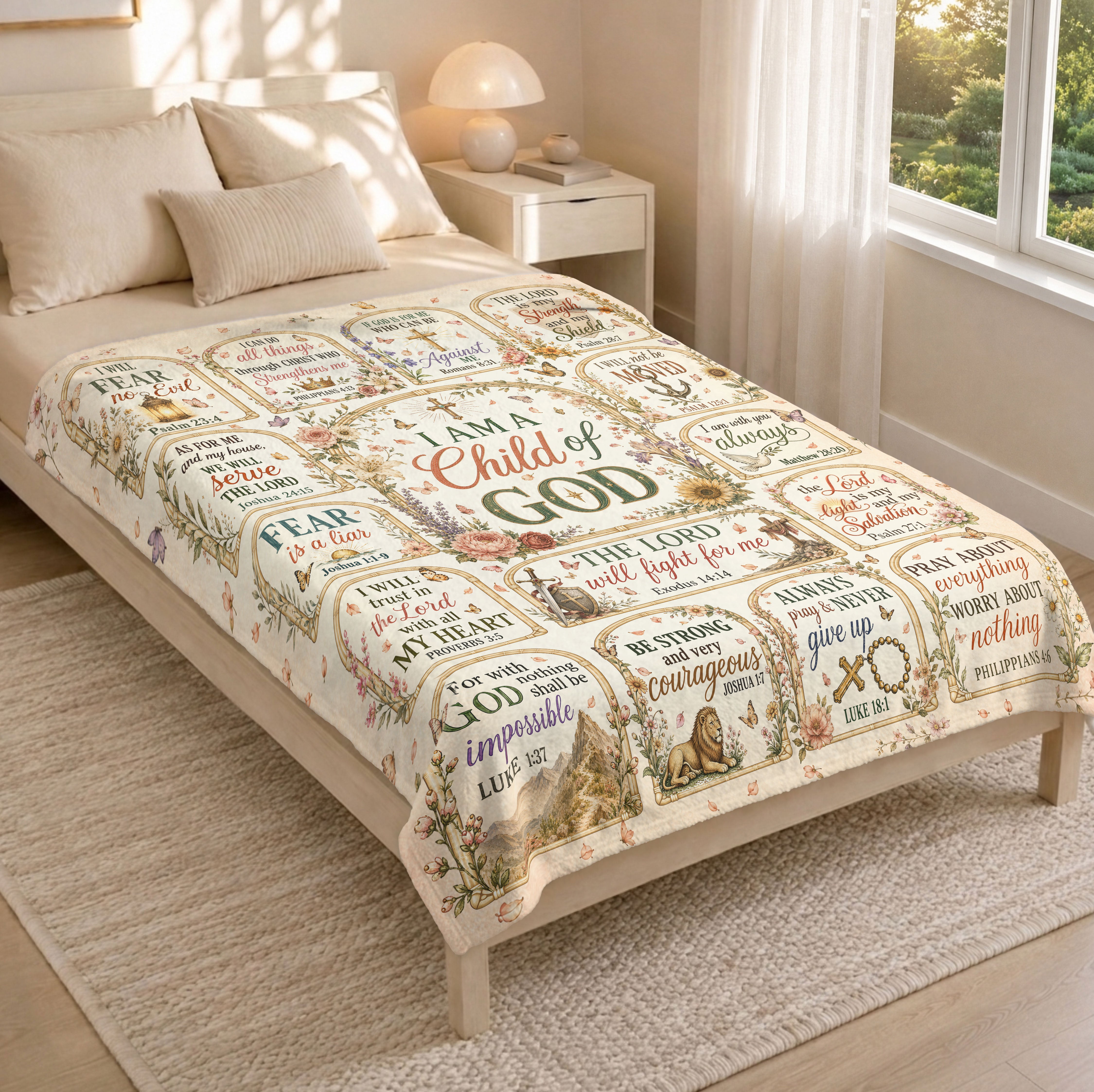 I Am A Child Of God Blanket Floral Christian Bible Verse Throw Cozy Religious Scripture