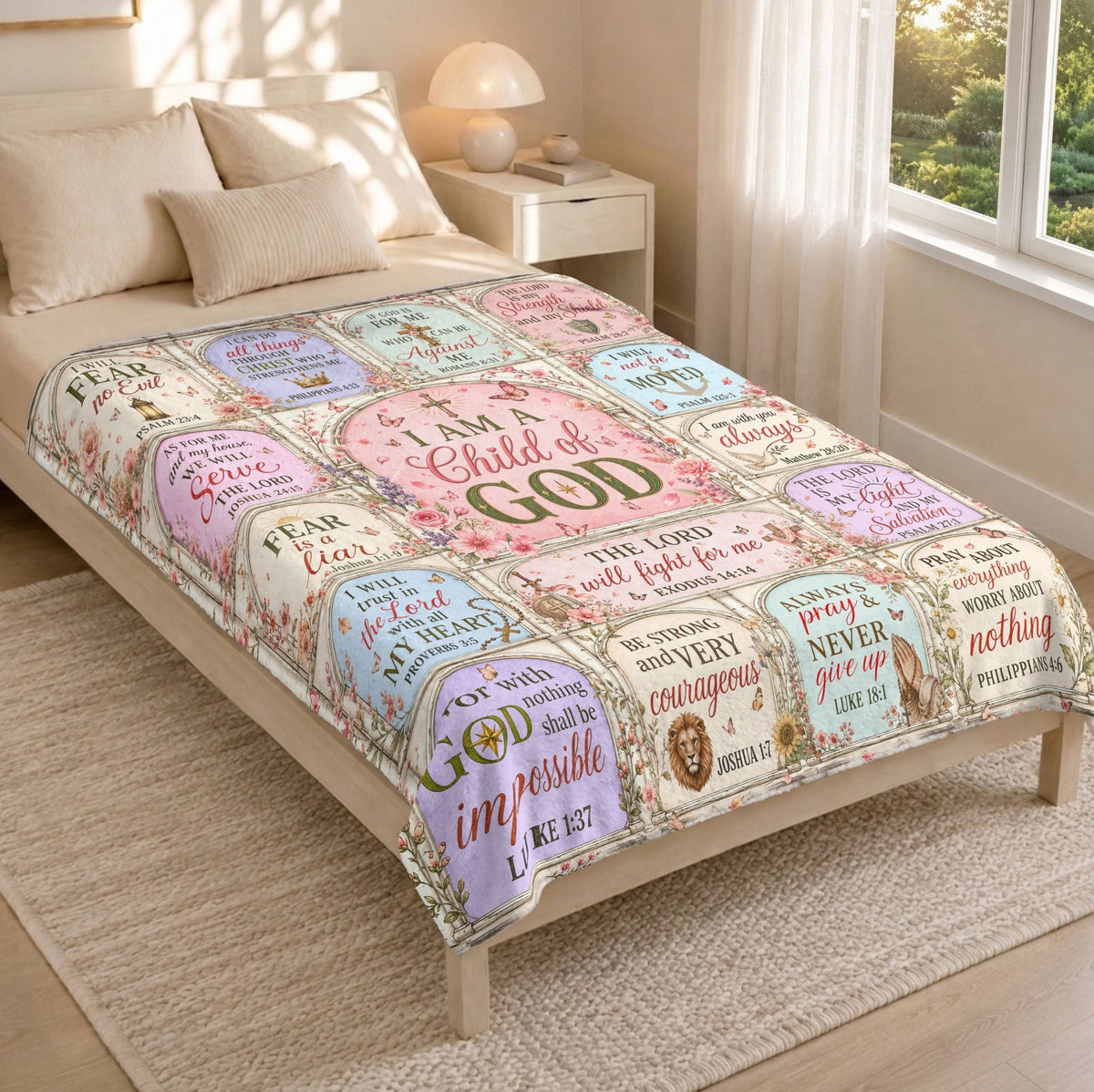 I Am A Child Of God Blanket Pink Bible Verse Throw Cozy Christian Scripture Faith Gift - Rust Field Wear