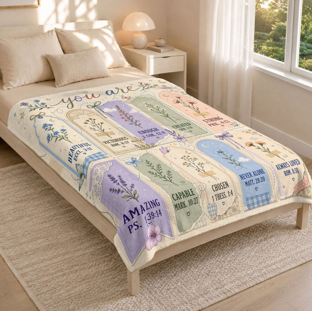 Bible Verse Blanket You Are Christian Affirmations Floral Throw Blanket Scripture Gift - Rust Field Wear