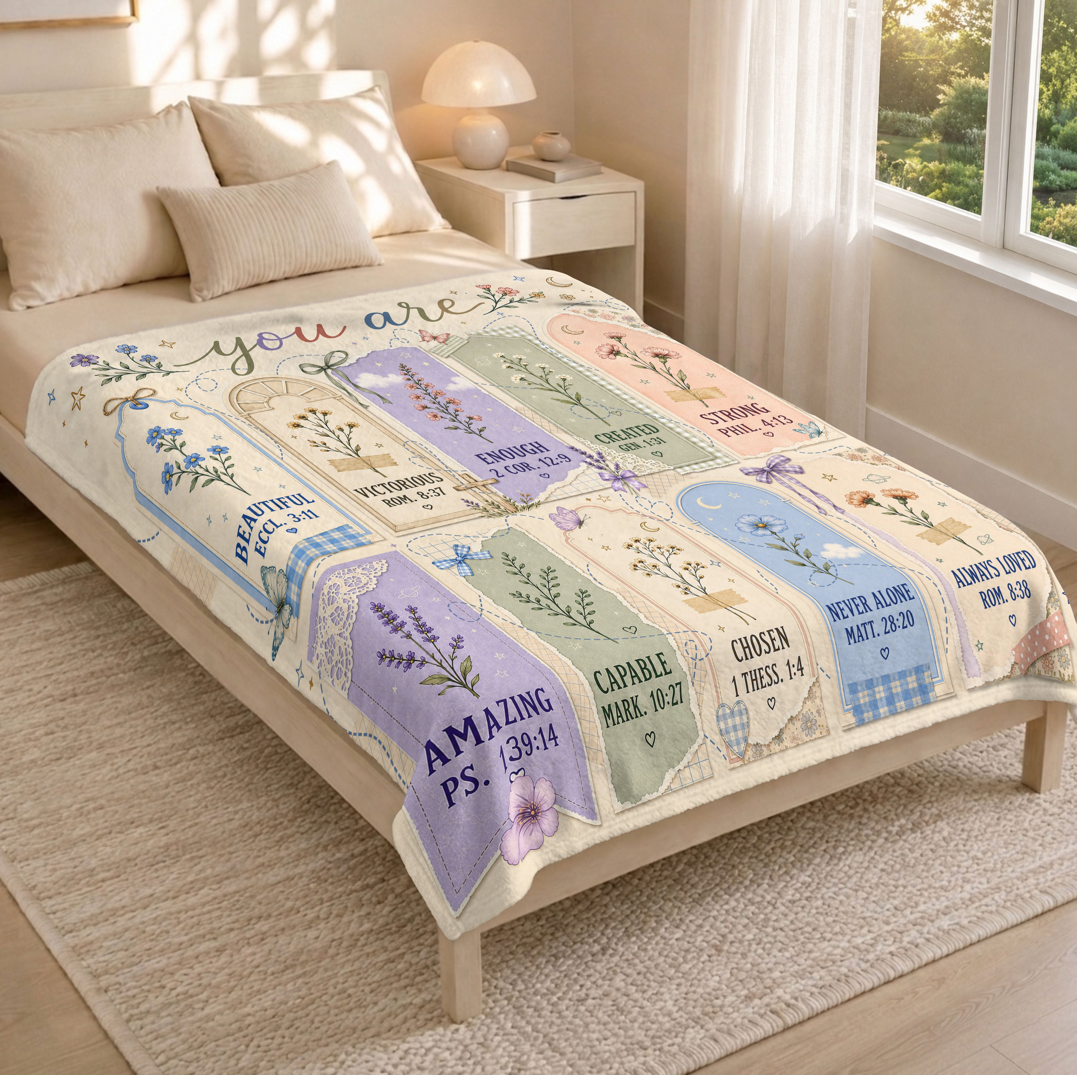Bible Verse Blanket You Are Christian Affirmations Floral Throw Blanket Scripture Gift