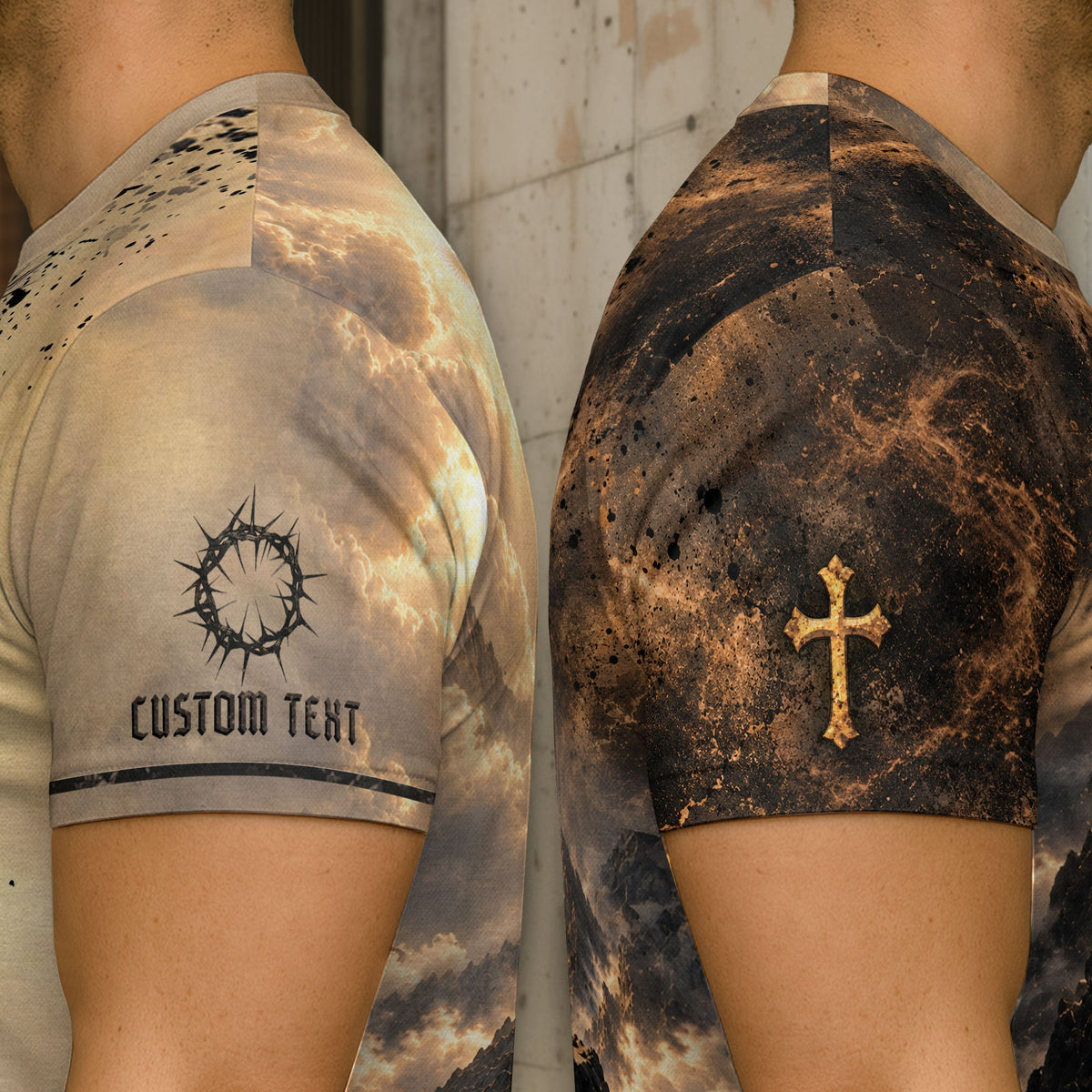 Christian T Shirt Faith Over Fear Lion Cross Personalized Name 3D Graphic Tee Gift - Rust Field Wear