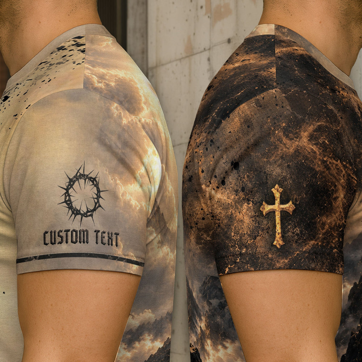 Christian T Shirt Faith Over Fear Lion Cross Personalized Name 3D Graphic Tee Gift - Rust Field Wear