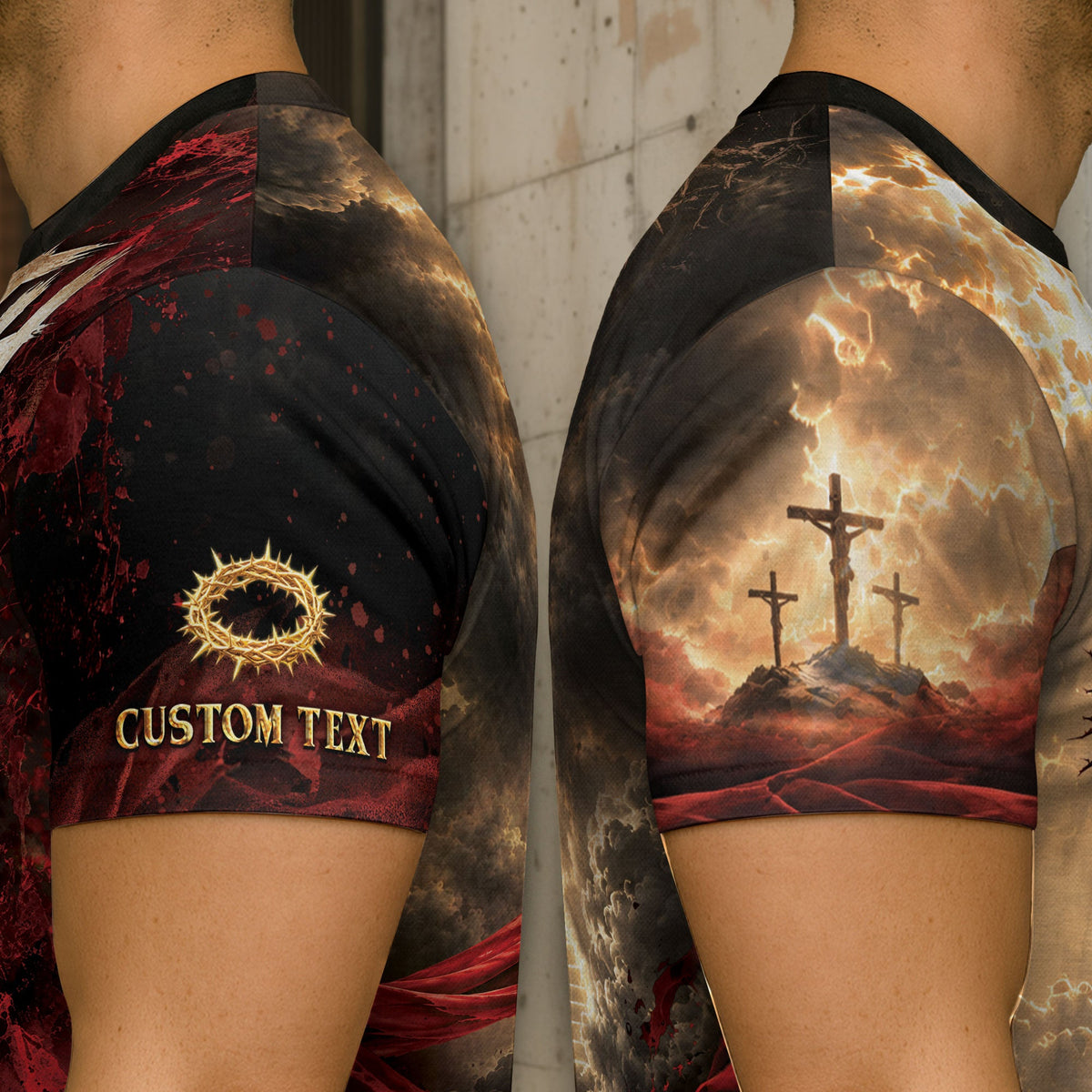 Christian T Shirt Faith Over Fear Jesus Lion Cross Crown Of Thorns Custom Name 3D Tee - Rust Field Wear