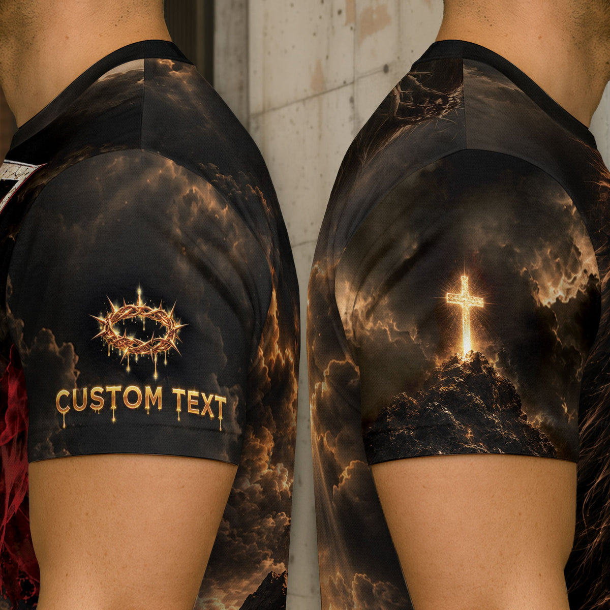 Christian T-Shirt Faith Over Fear Lion Crown Of Thorns Custom Name 3D All Over Print - Rust Field Wear